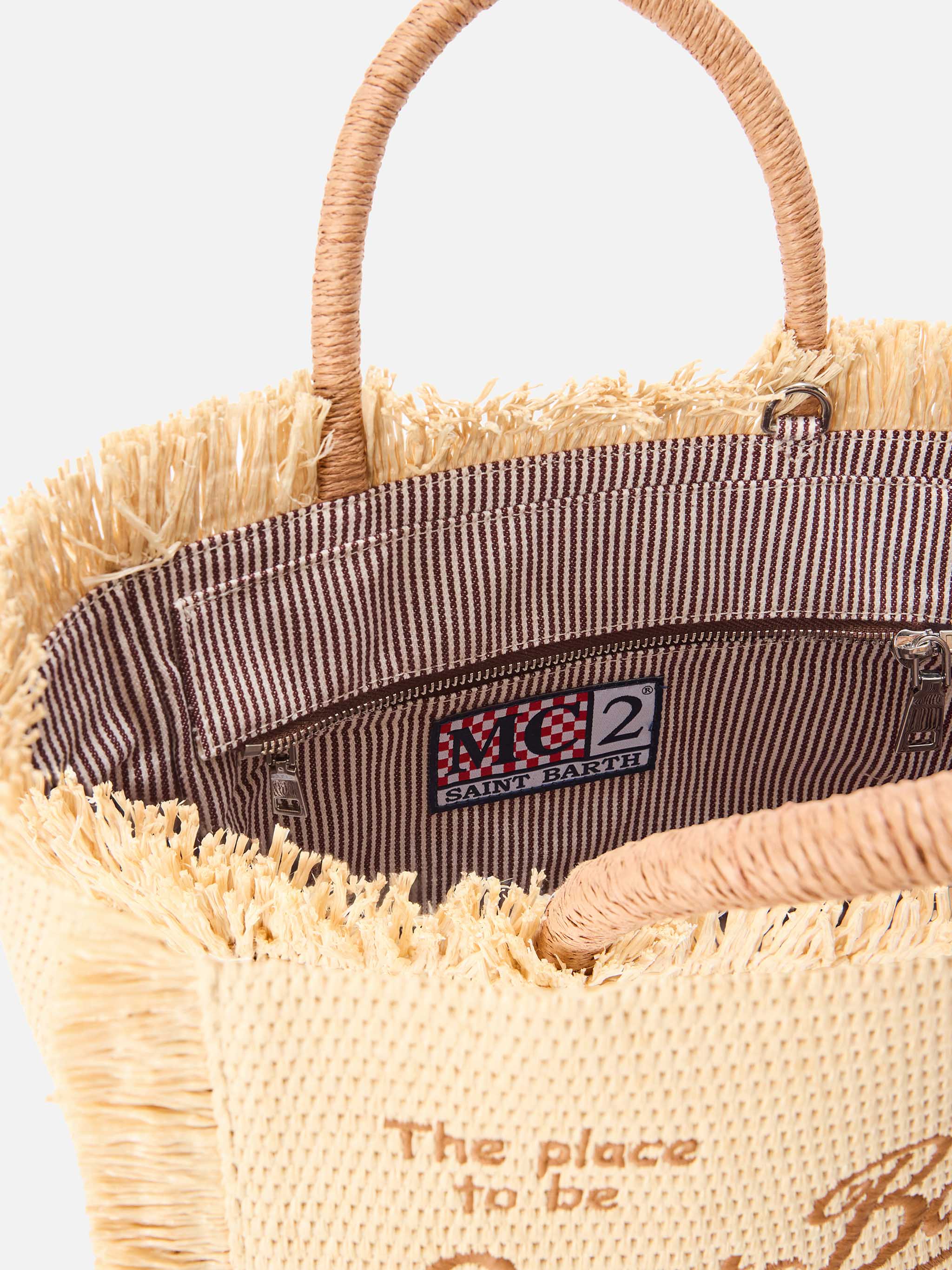 mc2-saint-barth-borsa-colette-effetto-paglia-con-logo-ricamato-zip-e-tasca-inter image 4