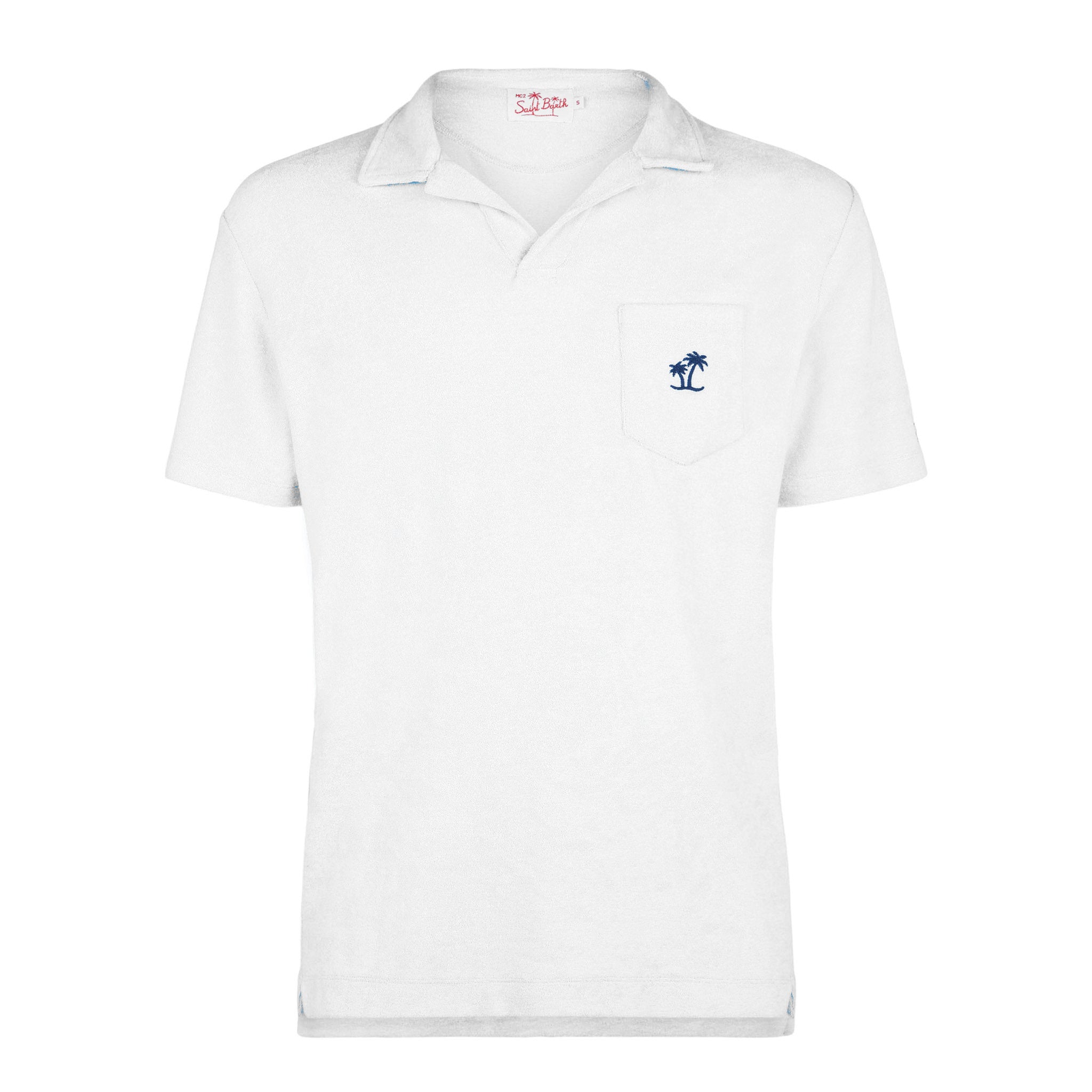 mc2-saint-barth-jeremy-polo-uomo-spugna-bianca-con-palma-azzurra image 4