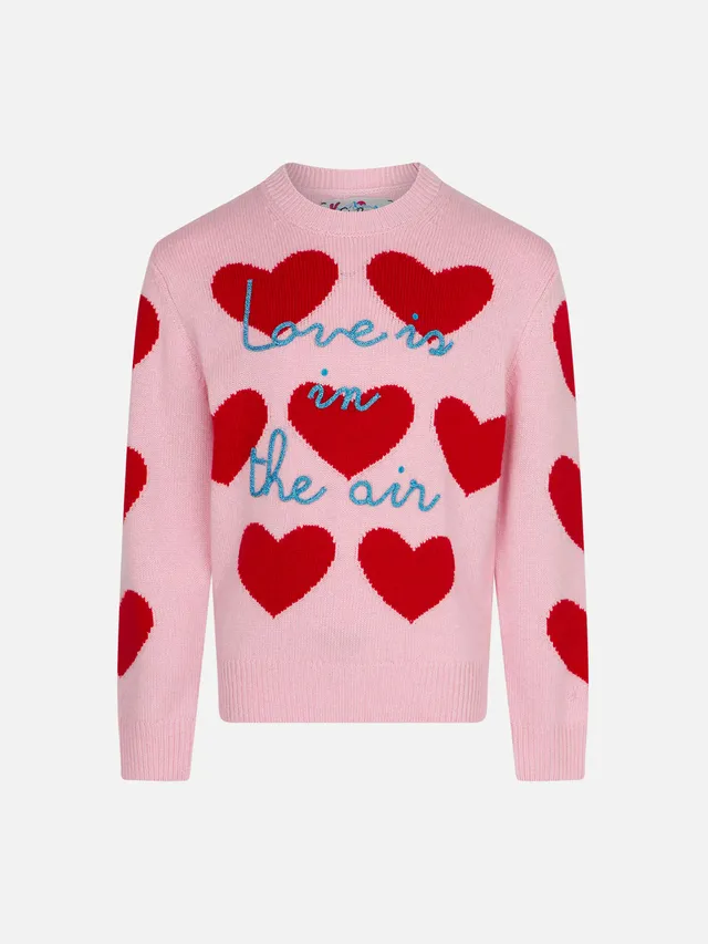 mc2-saint-barth-maglione-bambina-maglione-rosa-stampa-cuori-love-is-in-the-air image 1