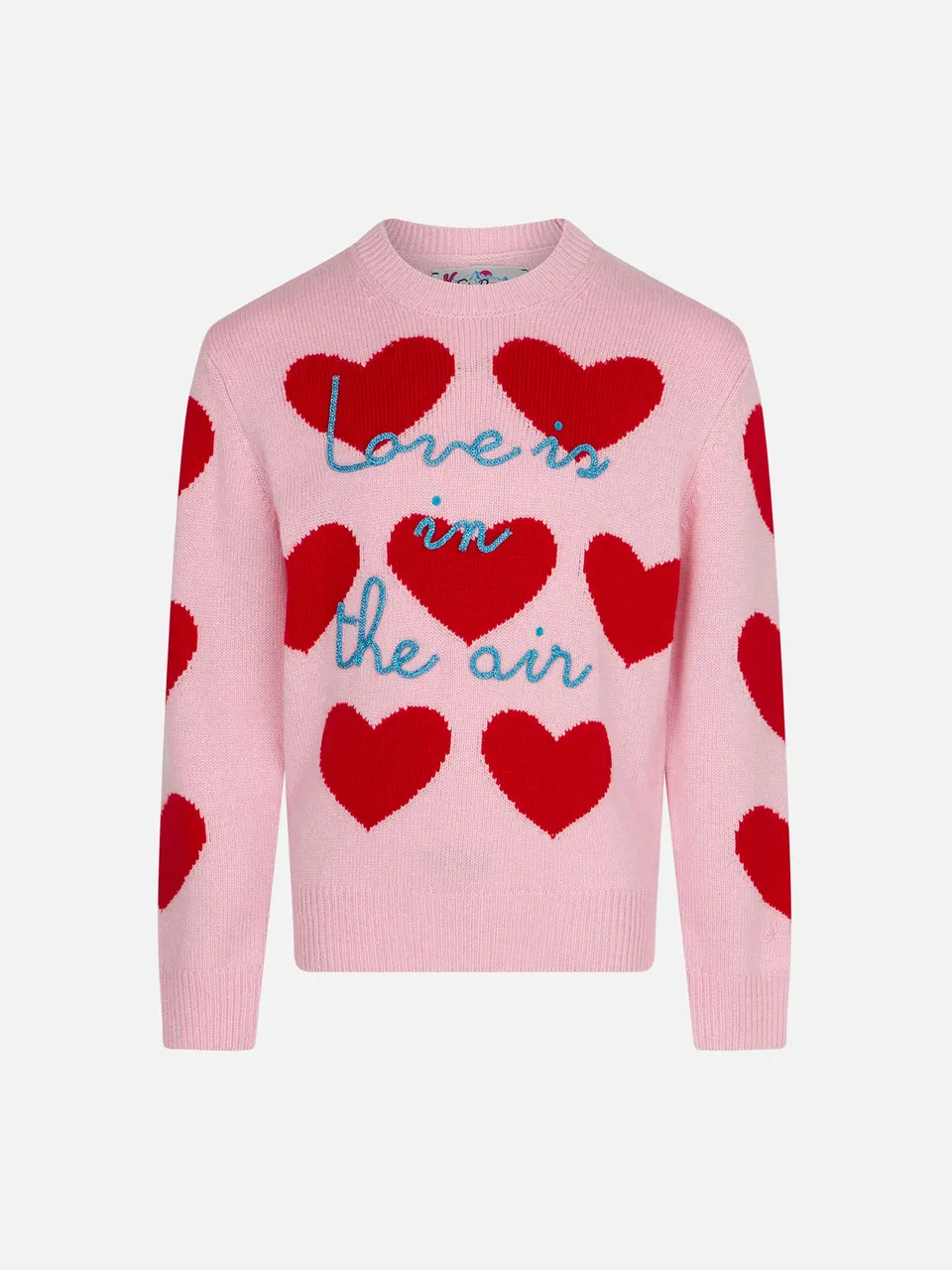 mc2-saint-barth-maglione-bambina-maglione-rosa-stampa-cuori-love-is-in-the-air image 1