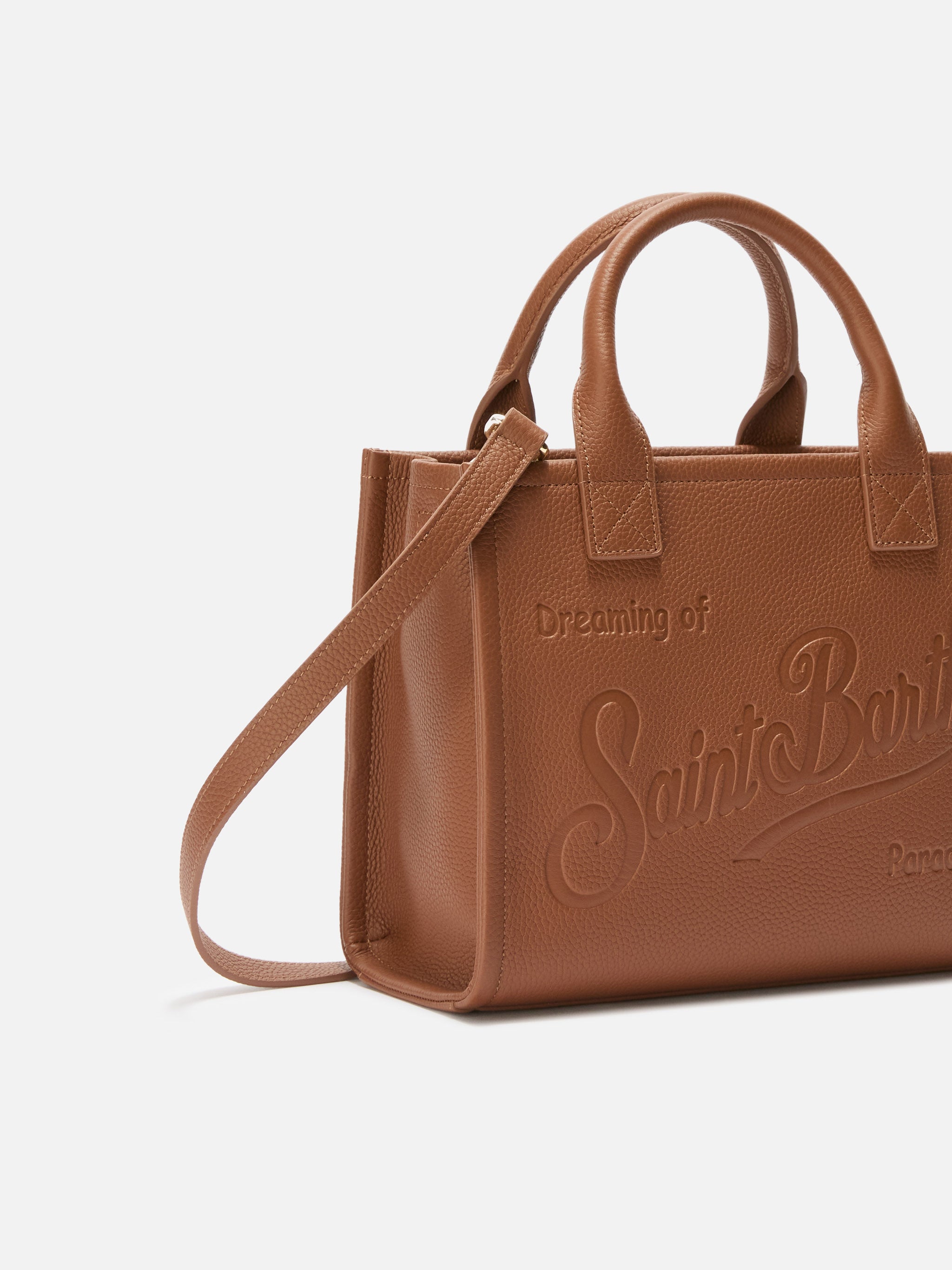 mc2-saint-barth-vanity-bag-midi-a-spalla-in-pelle-martellata-cammello image 3