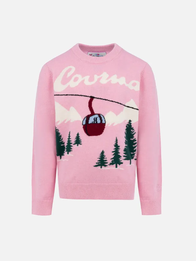 mc2-saint-barth-princess-maglione-girocollo-bambina-rosa-stampa-courmayeur image 1