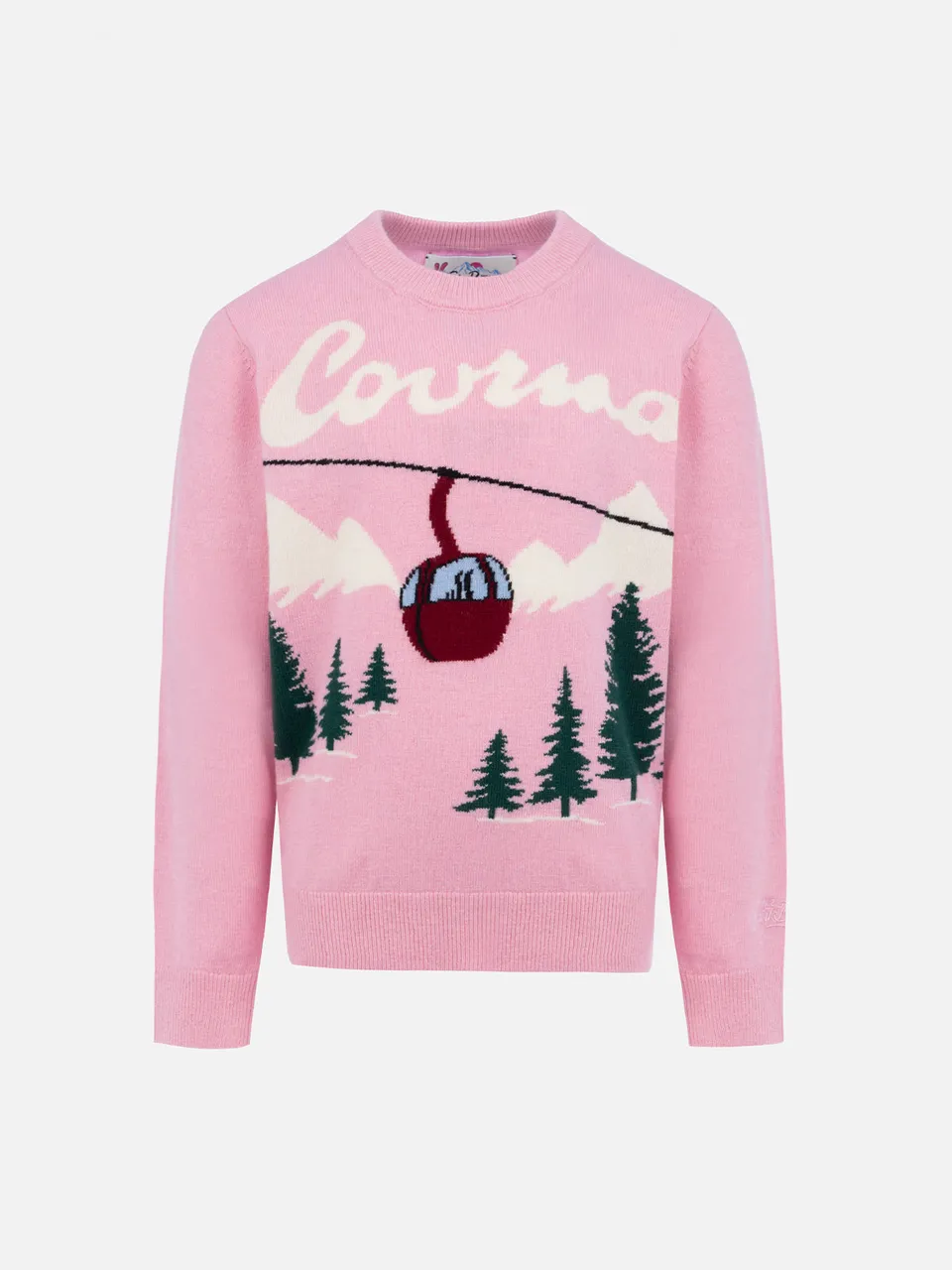 mc2-saint-barth-princess-maglione-girocollo-bambina-rosa-stampa-courmayeur image 1