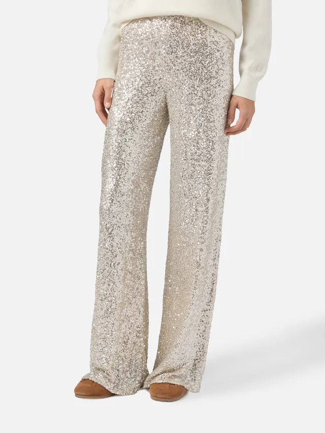mc2-saint-barth-pantaloni-lucette-oro-in-tessuto-paillettes-gamba-dritta-donna image 1