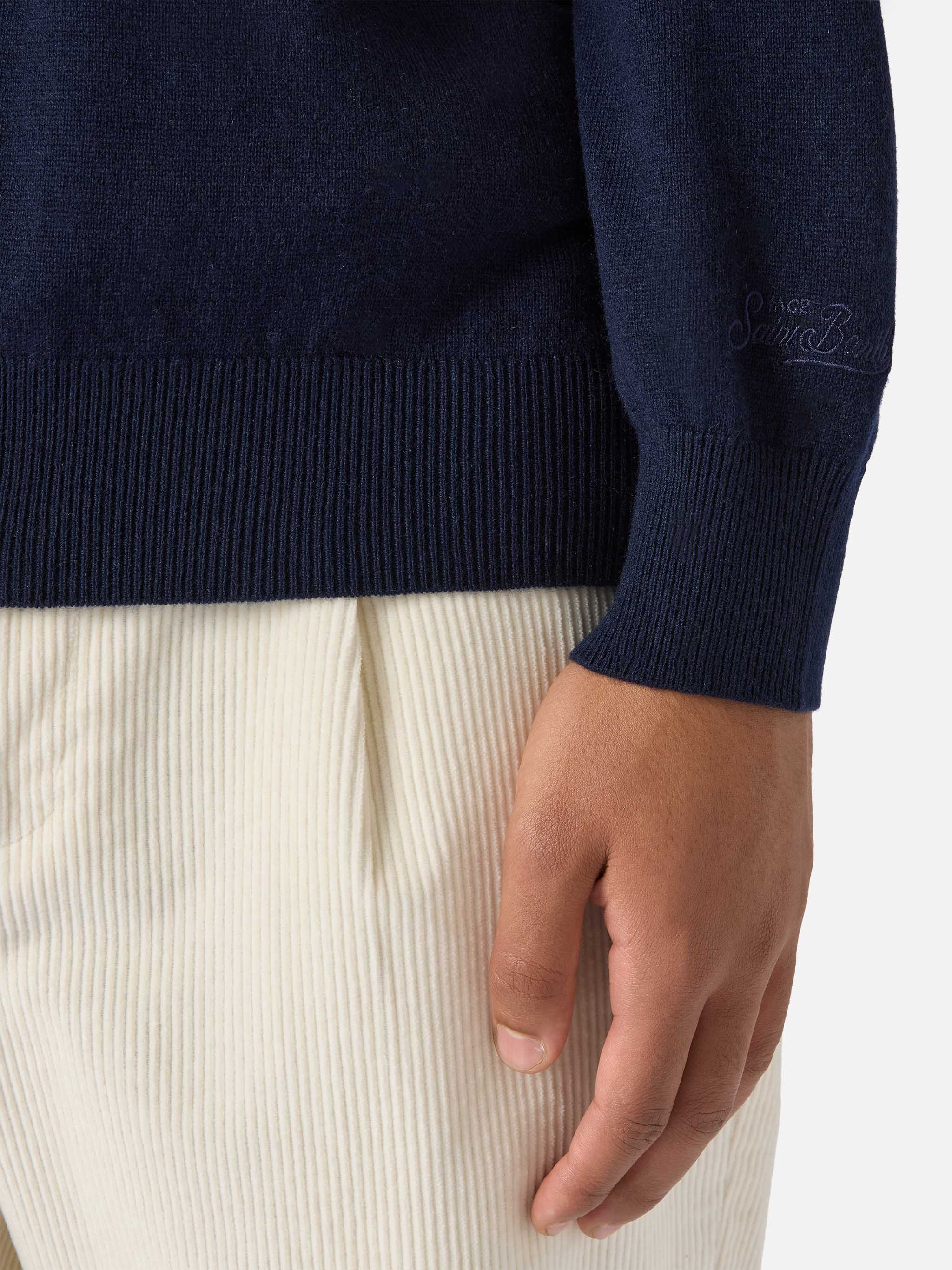 mc2-saint-barth-maglione-regent-uomo-in-lana-merino-e-cashmere-blu-notte image 4
