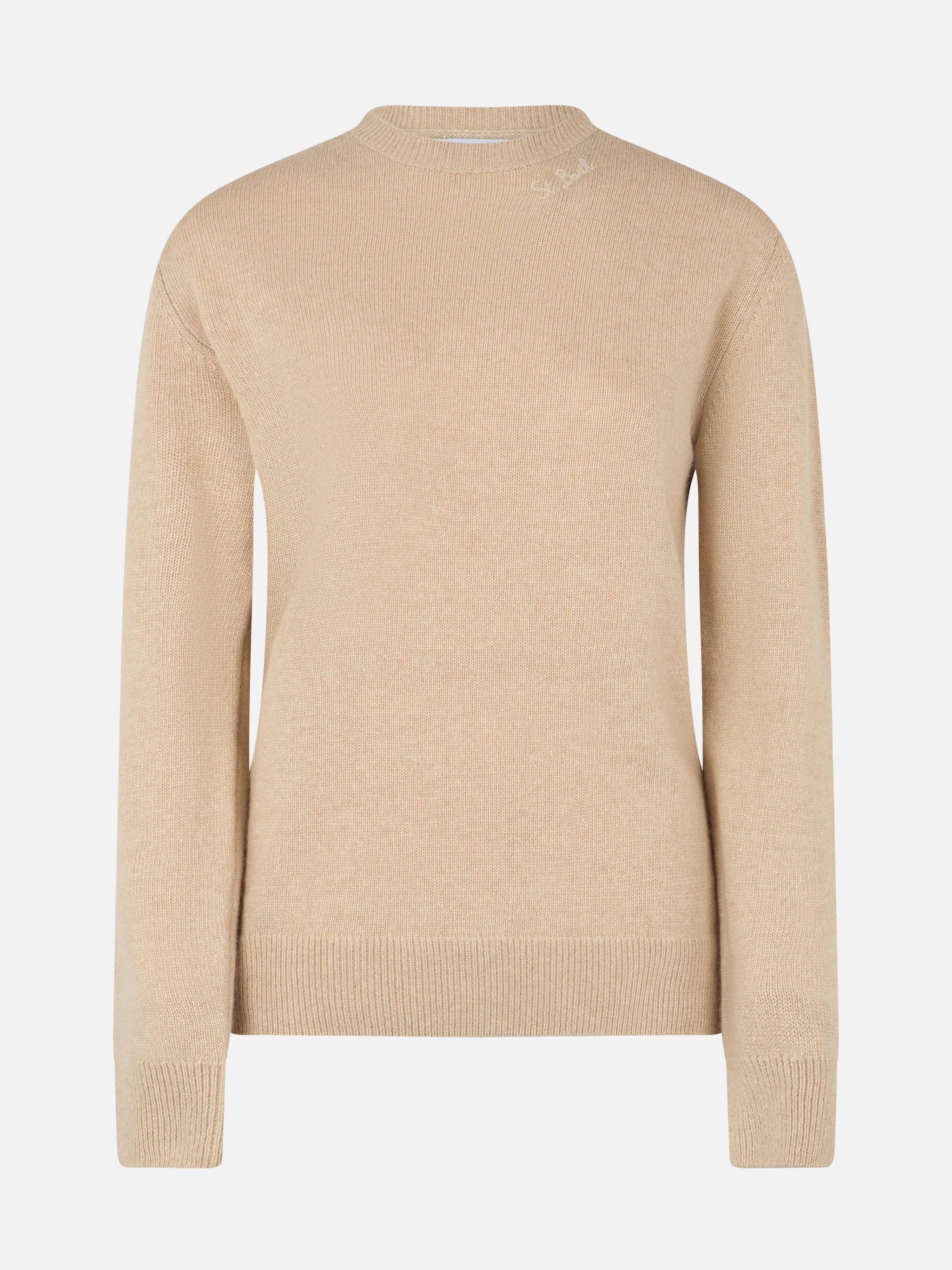 mc2-saint-barth-maglione-girocollo-sorbonne-da-donna-in-misto-cashmere-beige image 4