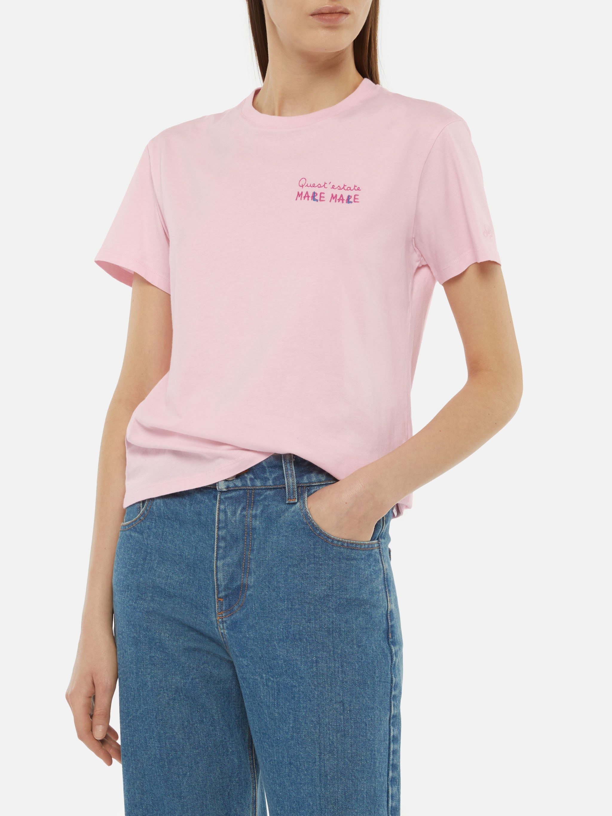 mc2-saint-barth-emilie-t-shirt-da-donna-in-cotone-rosa-con-ricamo-mare-male-e-lo image 2
