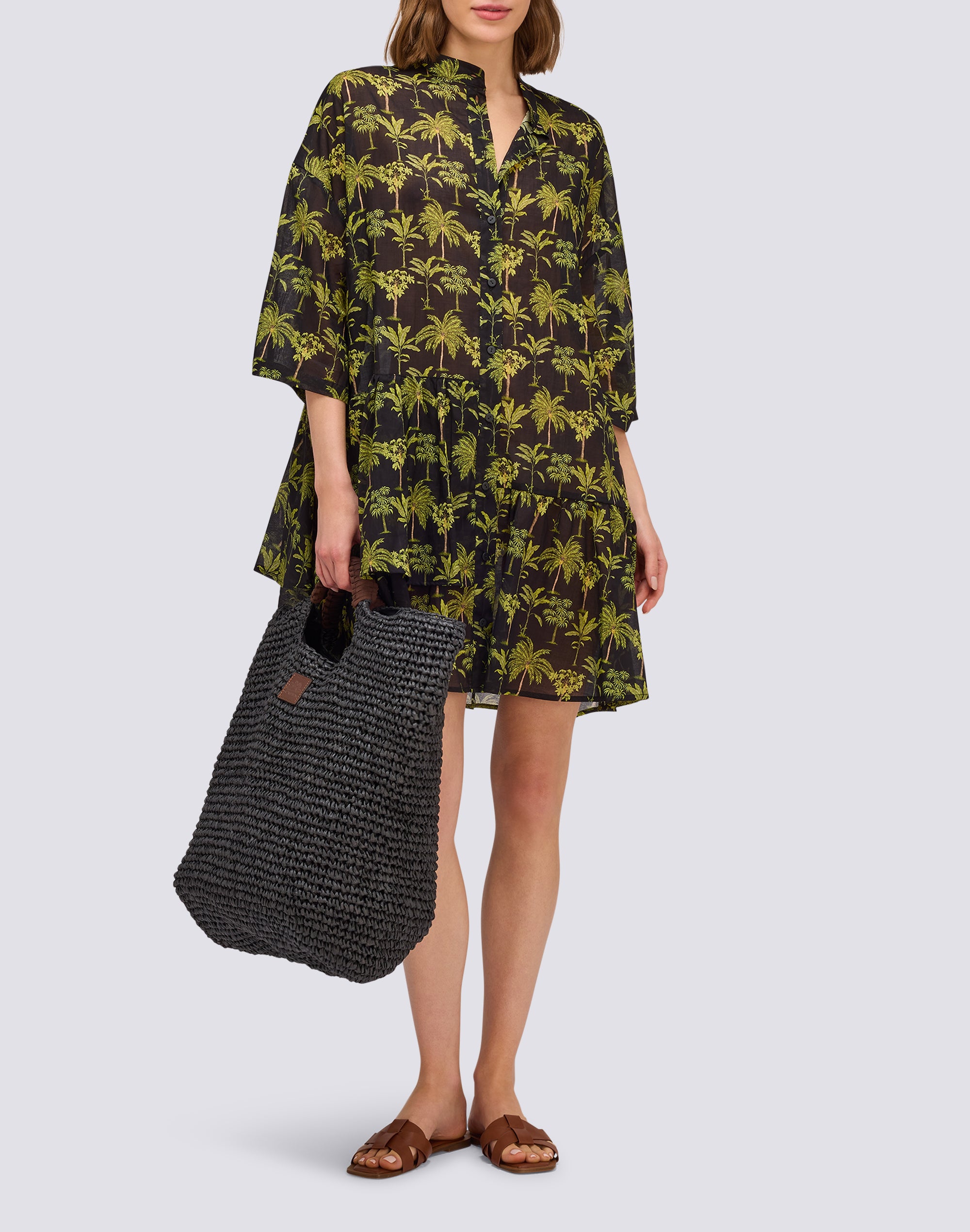 sundek-abito-donna-corto-voile-cotone-stampa-botanic image 4