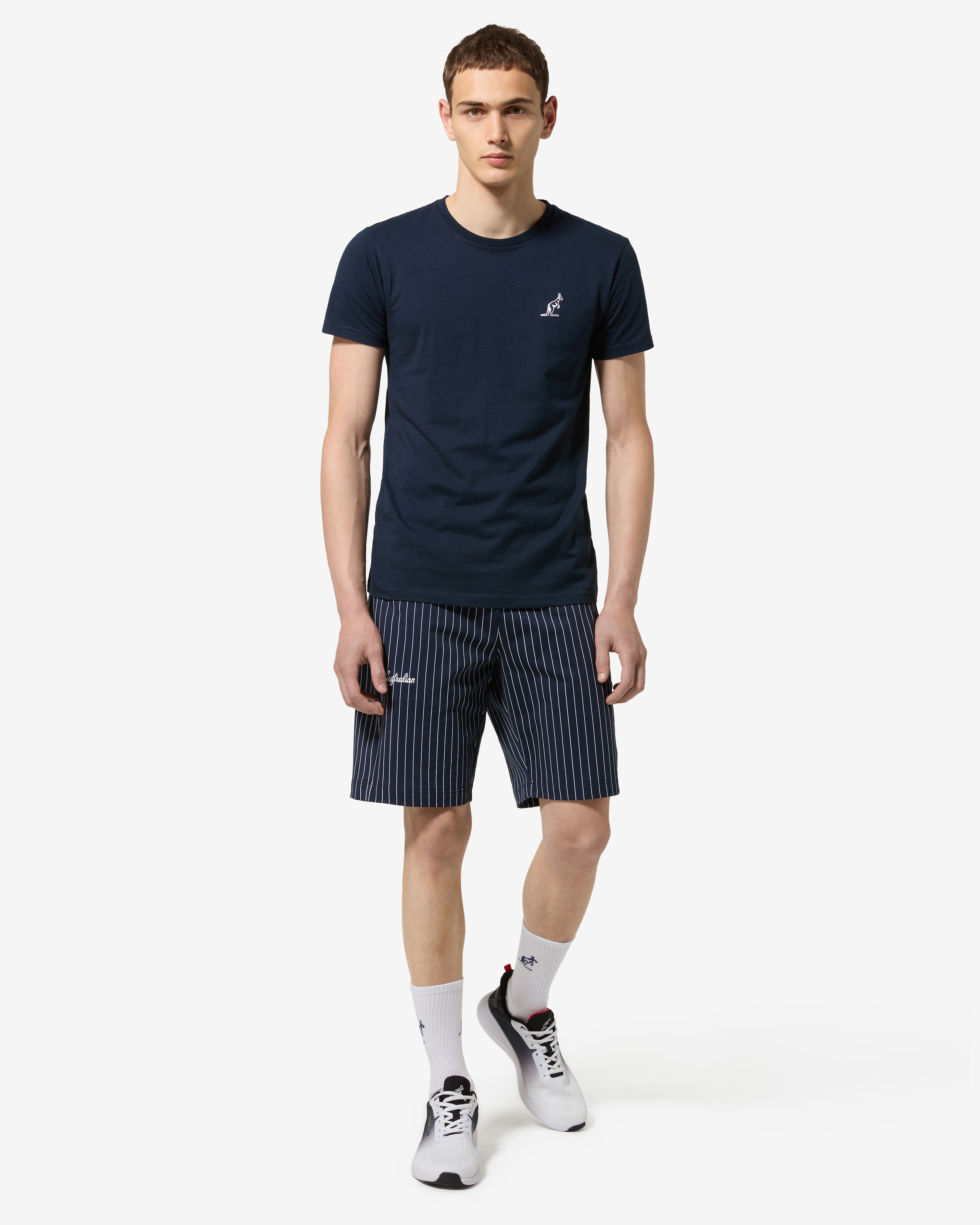 australian-basic-t-shirt-sportswear-cotone-blu-navy-logo-ricamato image 2
