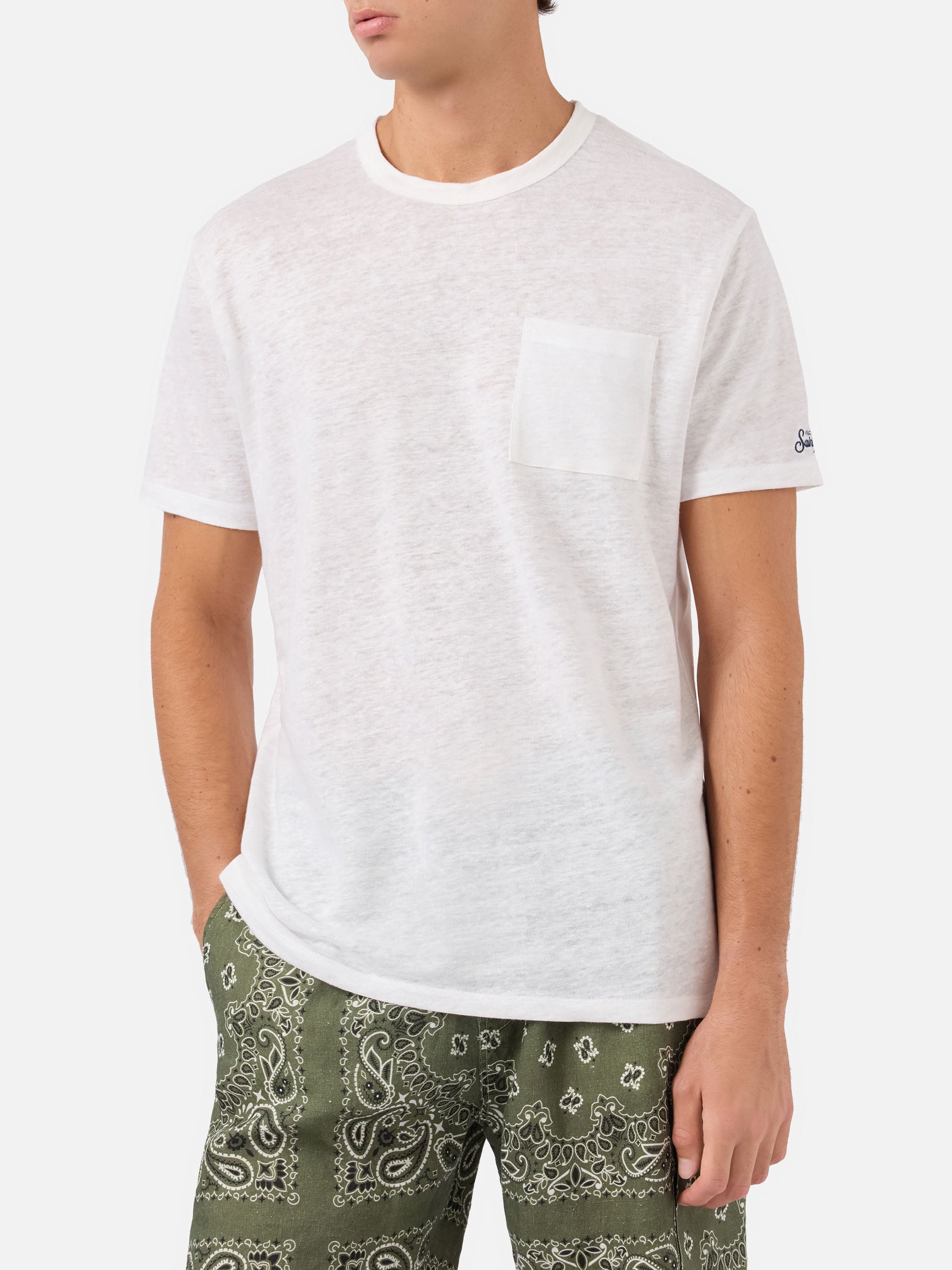 mc2-saint-barth-t-shirt-ecstasea-uomo-in-lino-jersey-panna-con-taschino image 2