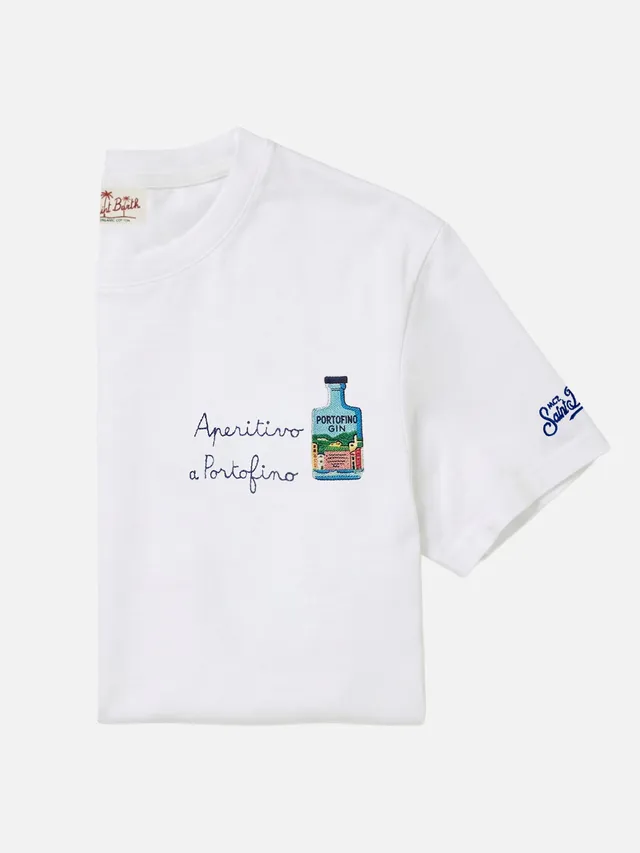 mc2-saint-barth-t-shirt-portofino-uomo-bianca-ricamo-aperitivo-a-portofino-speci image 1