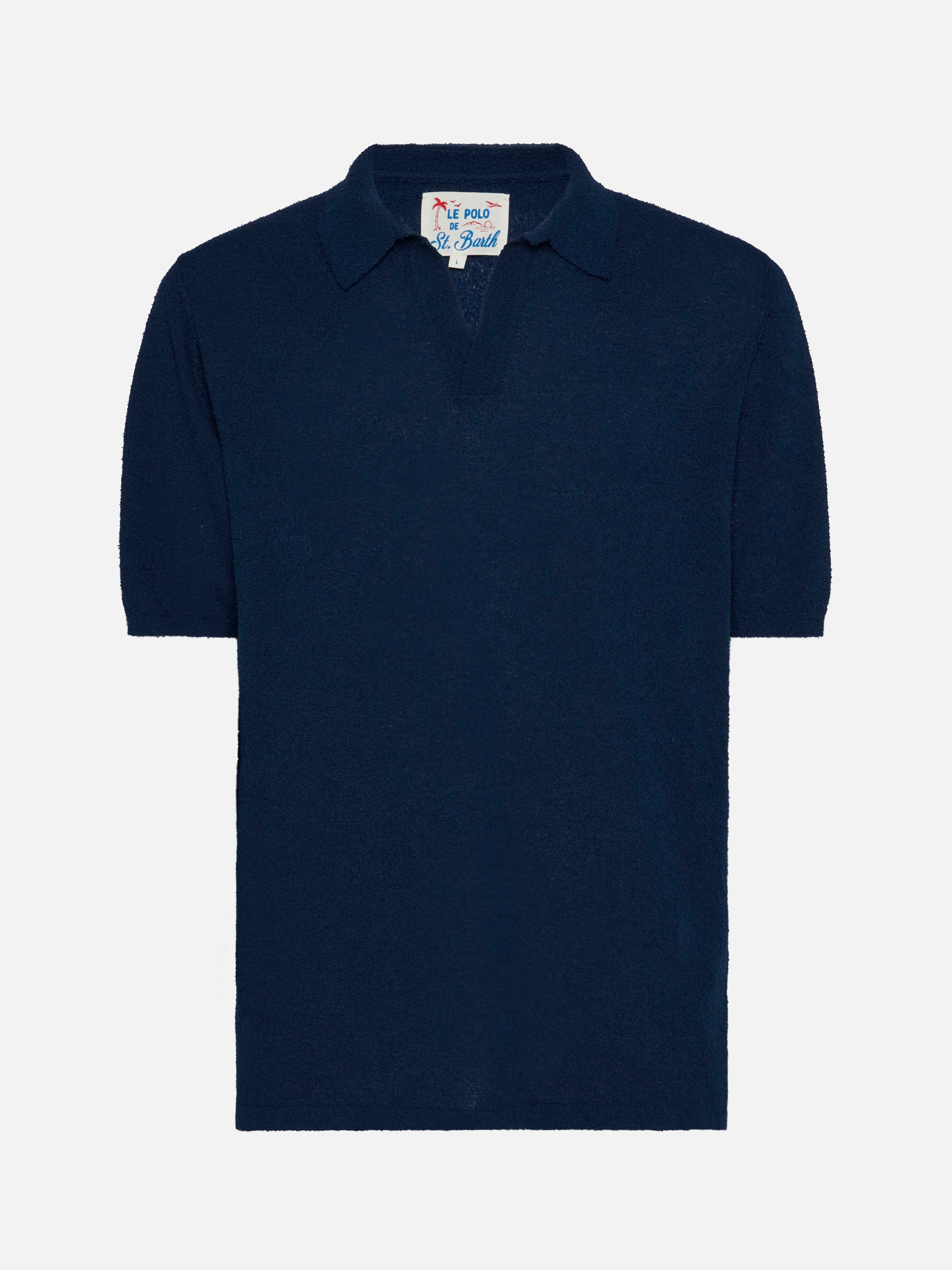 polo-uomo-mc2-saint-barth-sloan-terry-senza-bottoni-in-spugna-blu-navy image 5