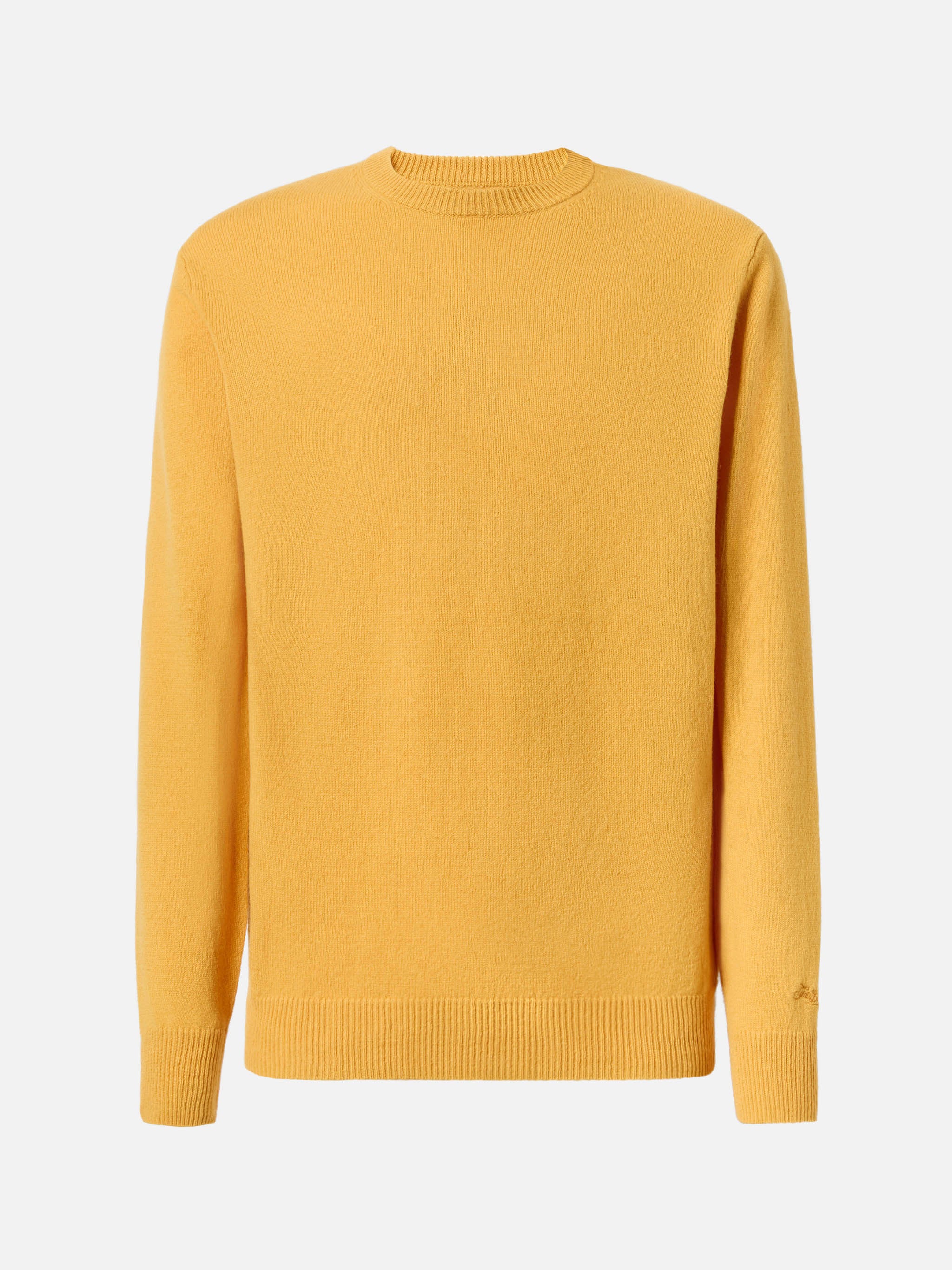 mc2-saint-barth-regent-maglione-uomo-girocollo-in-100-lambswool-giallo-ocra image 5