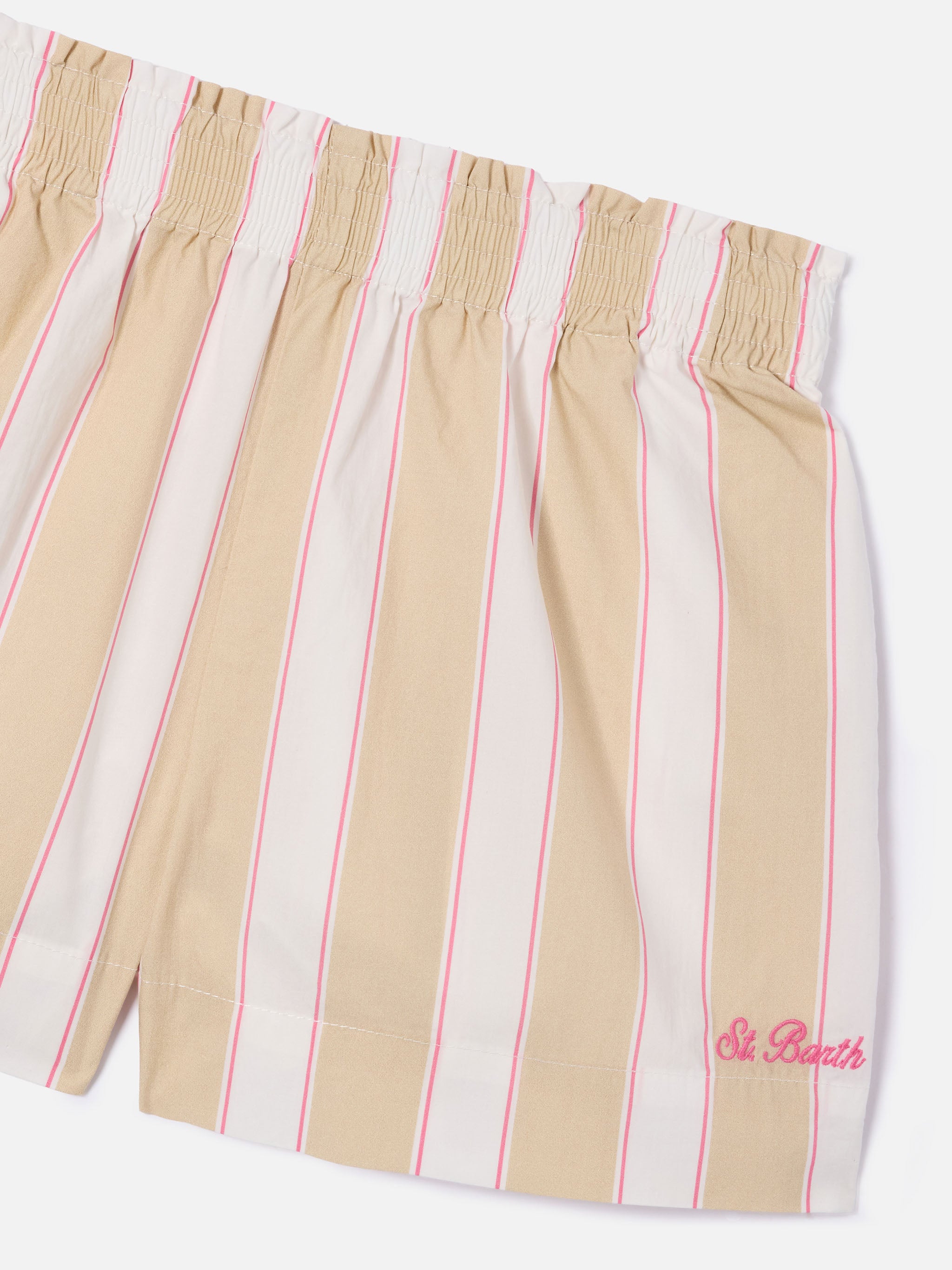 mc2-saint-barth-meave-jr-short-bambina-a-righe-beige-bianco-rosa image 2