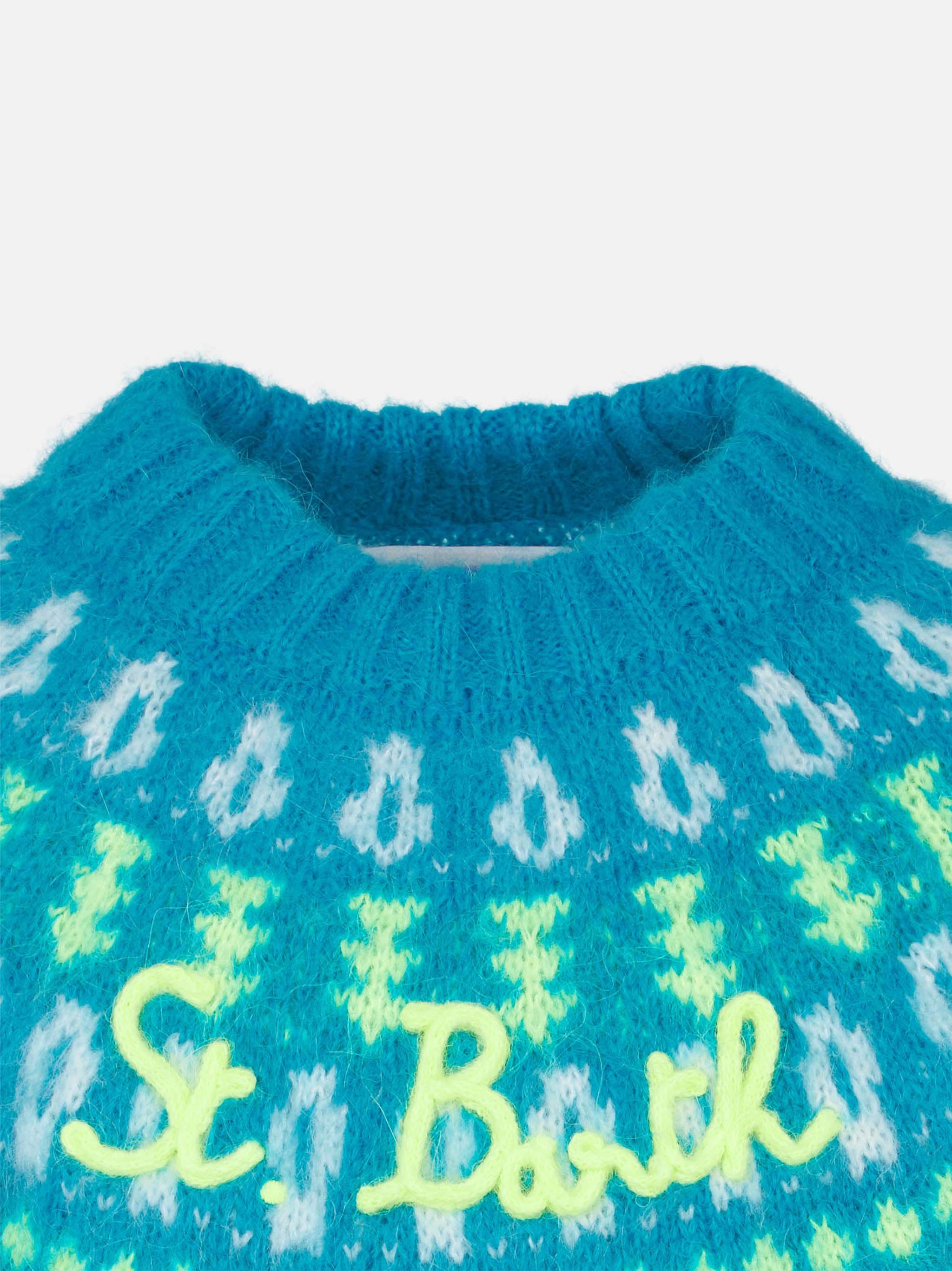 maglione-garzato-mc2-saint-barth-da-bambina-con-jacquard-nordico-azzurro image 3