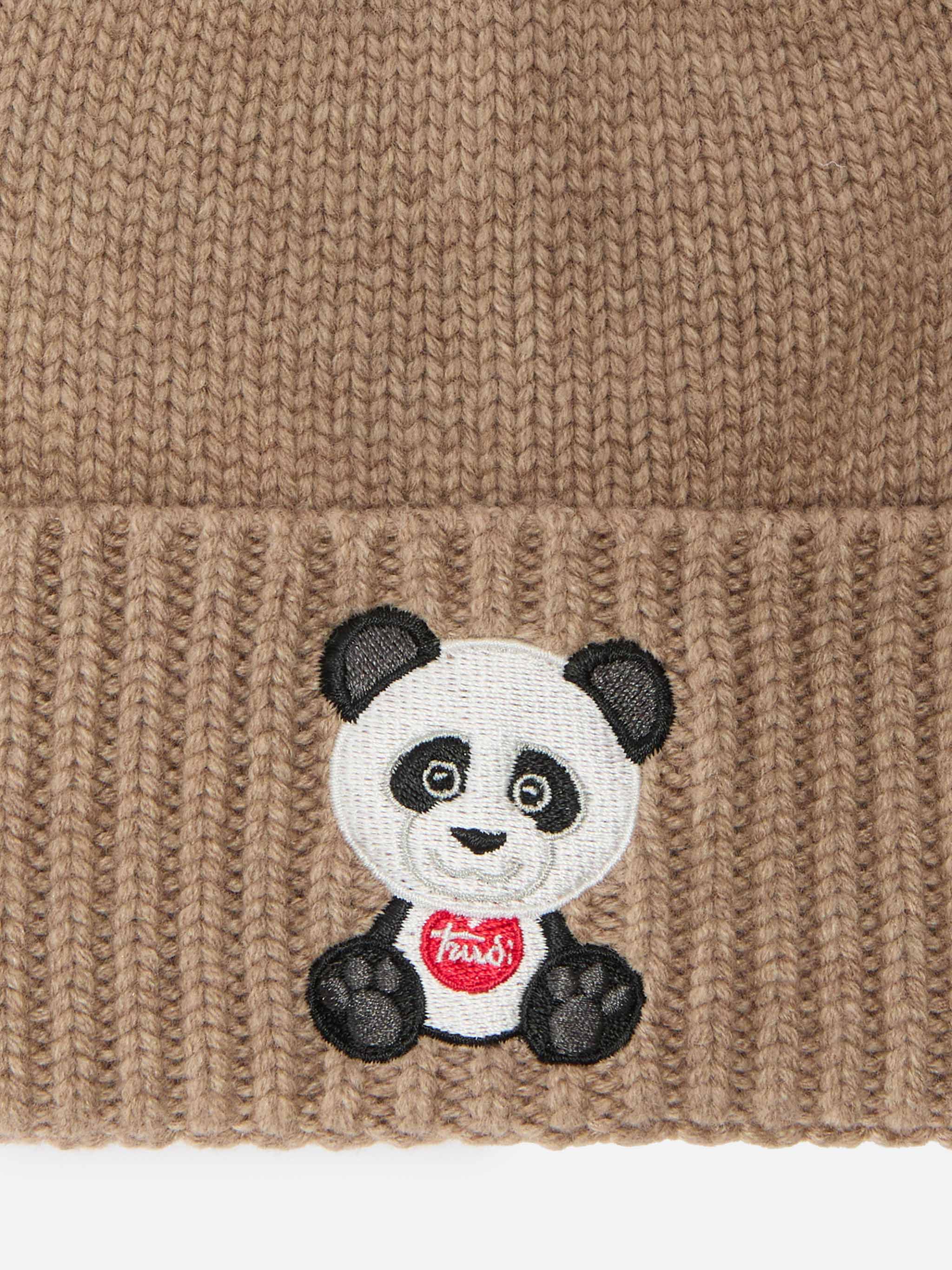 mc2-saint-barth-berretto-holden-beige-in-misto-cashmere-con-ricamo-panda-trudi-s image 2