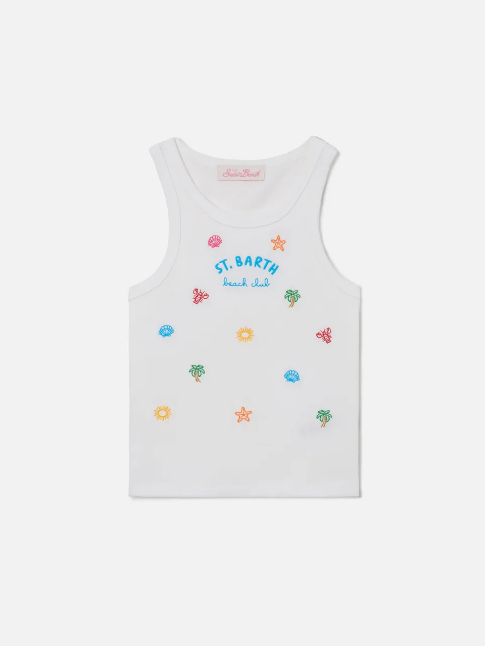 mc2-saint-barth-blue-jr-top-bambina-bianco-con-ricami-multicolor image 1