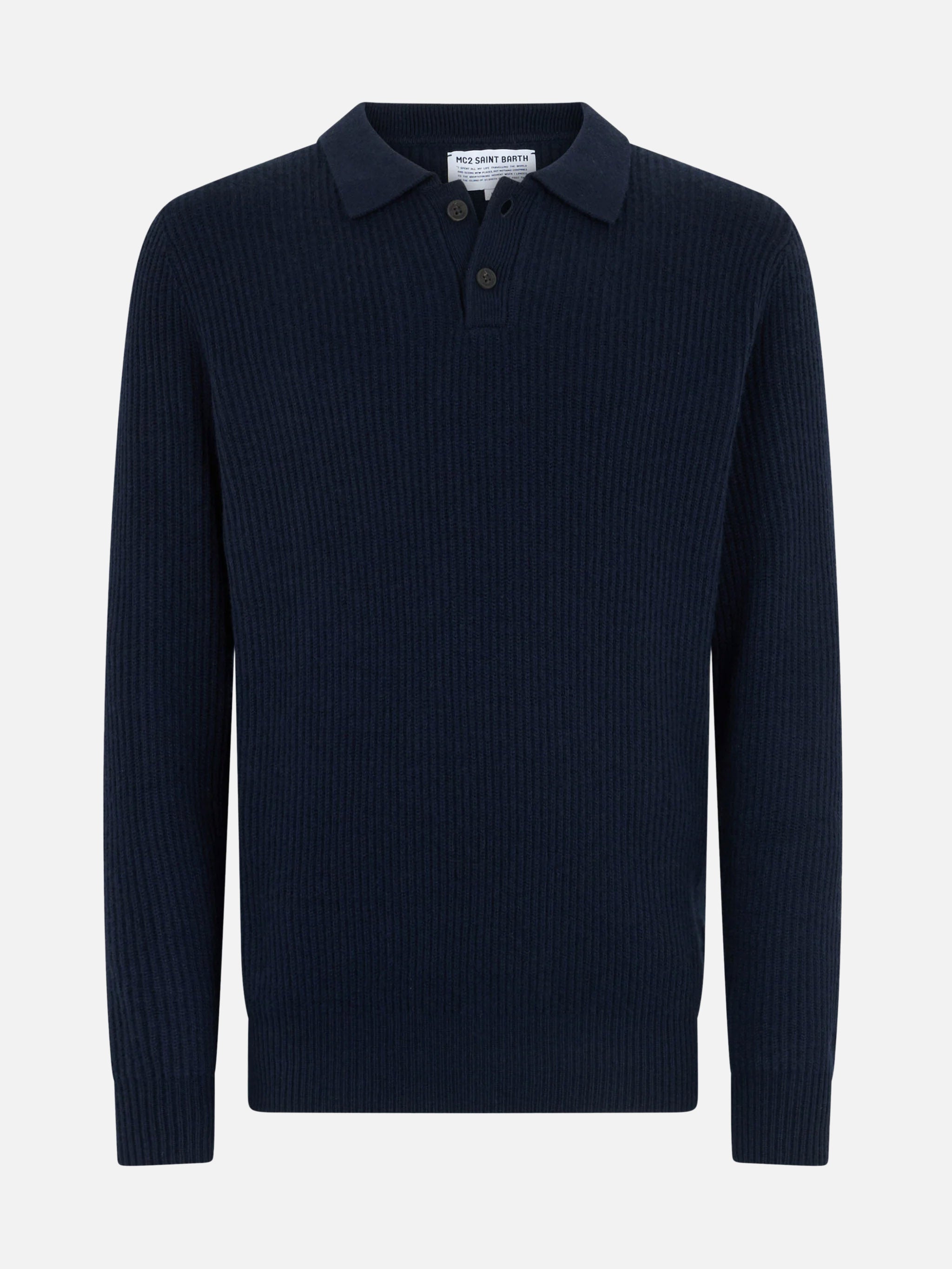 mc2-saint-barth-maglione-uomo-downing-blu-navy-a-coste-in-misto-cashmere image 4