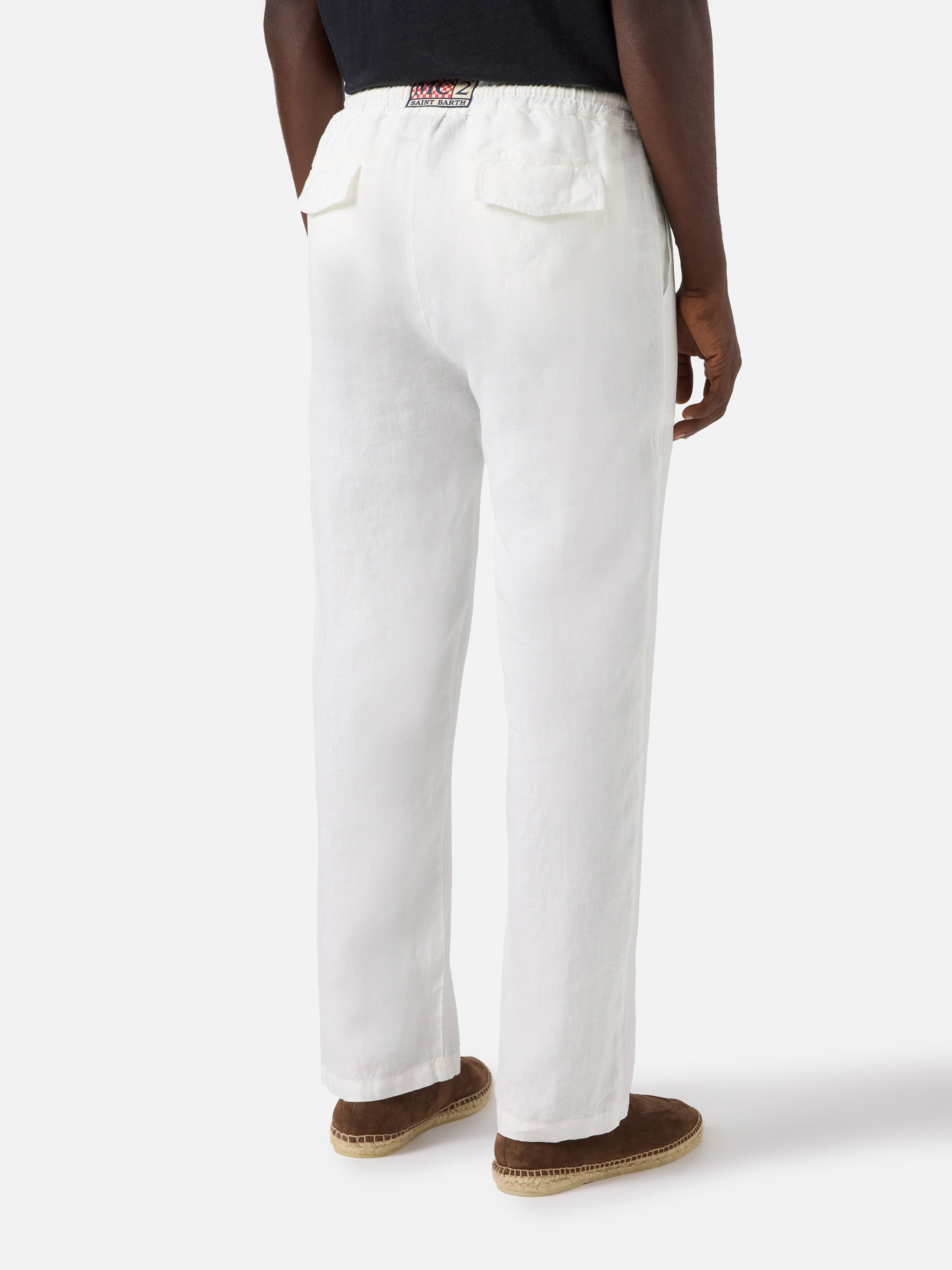 mc2-saint-barth-pantaloni-calais-in-lino-bianco-pantaloni-lunghi-uomo image 2