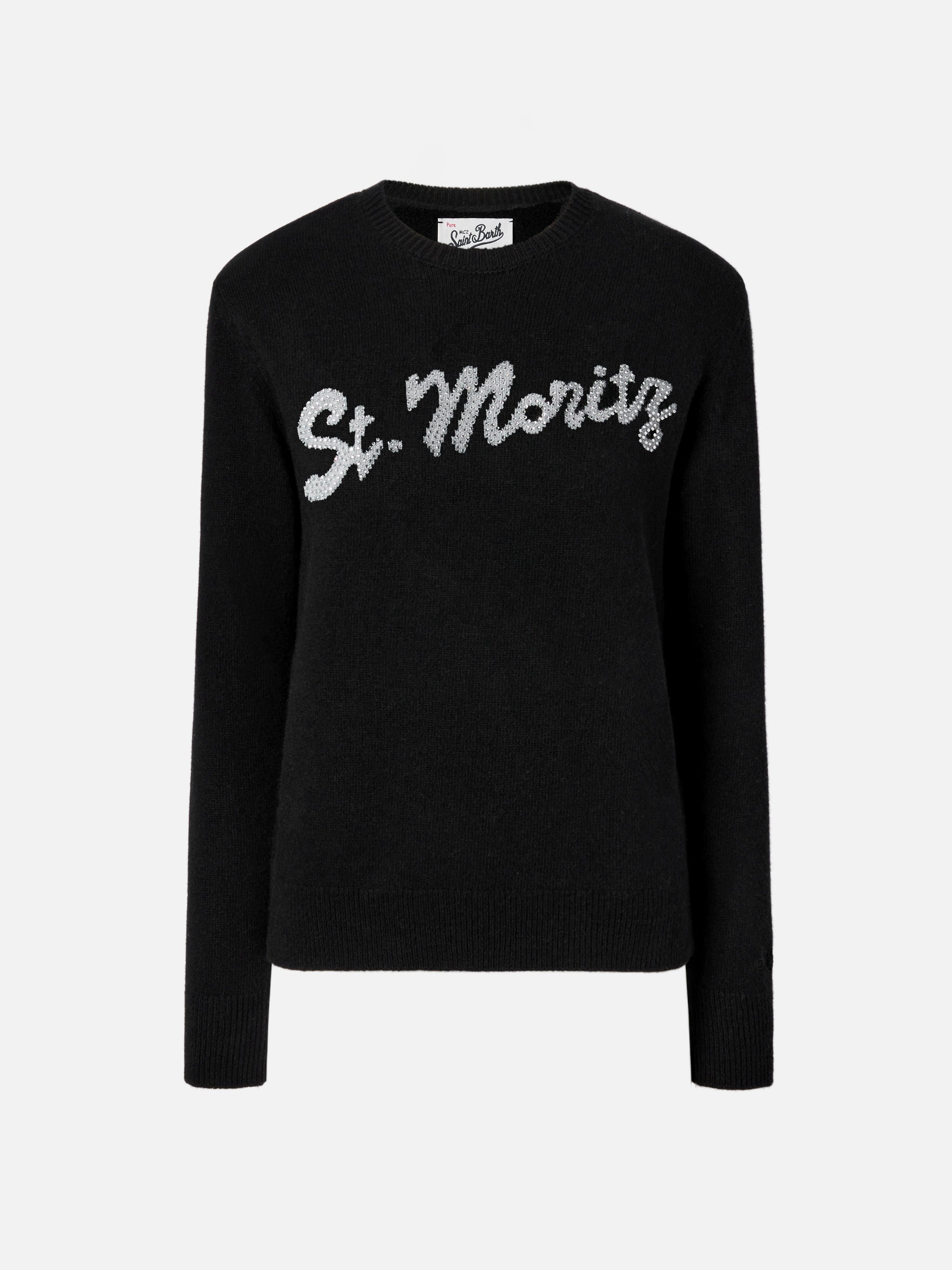 mc2-saint-barth-louise-maglione-cashmere-nero-st-moritz-strass image 5