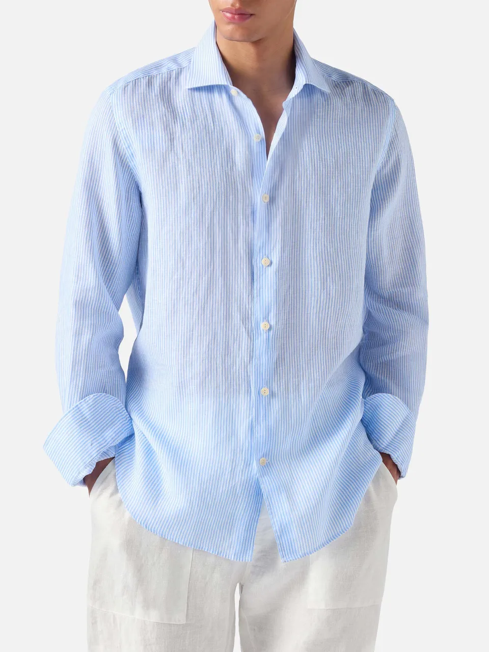 mc2-saint-barth-camicia-pamplona-in-puro-lino-a-righe-azzurre image 1