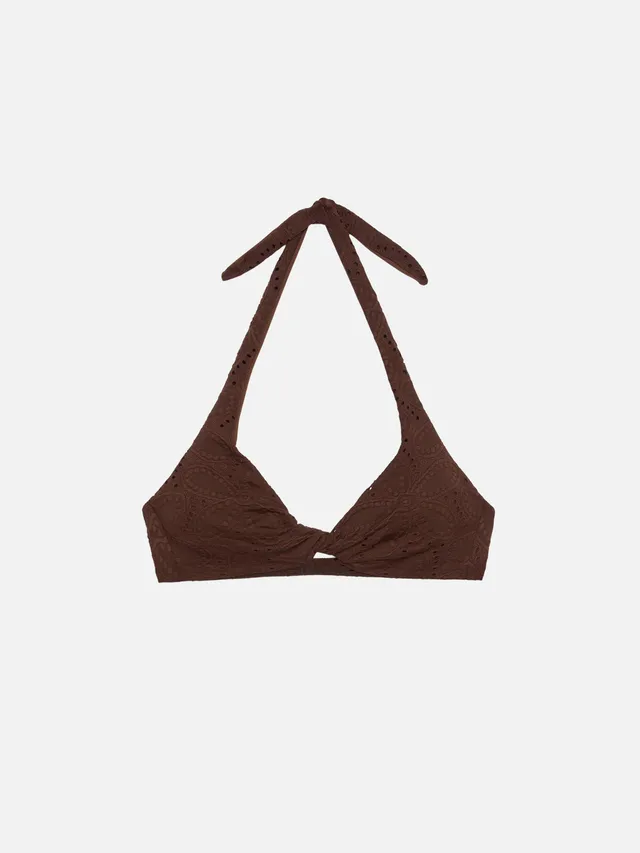 mc2-saint-barth-leda-top-bralette-triangolo-in-sangallo-marrone image 1