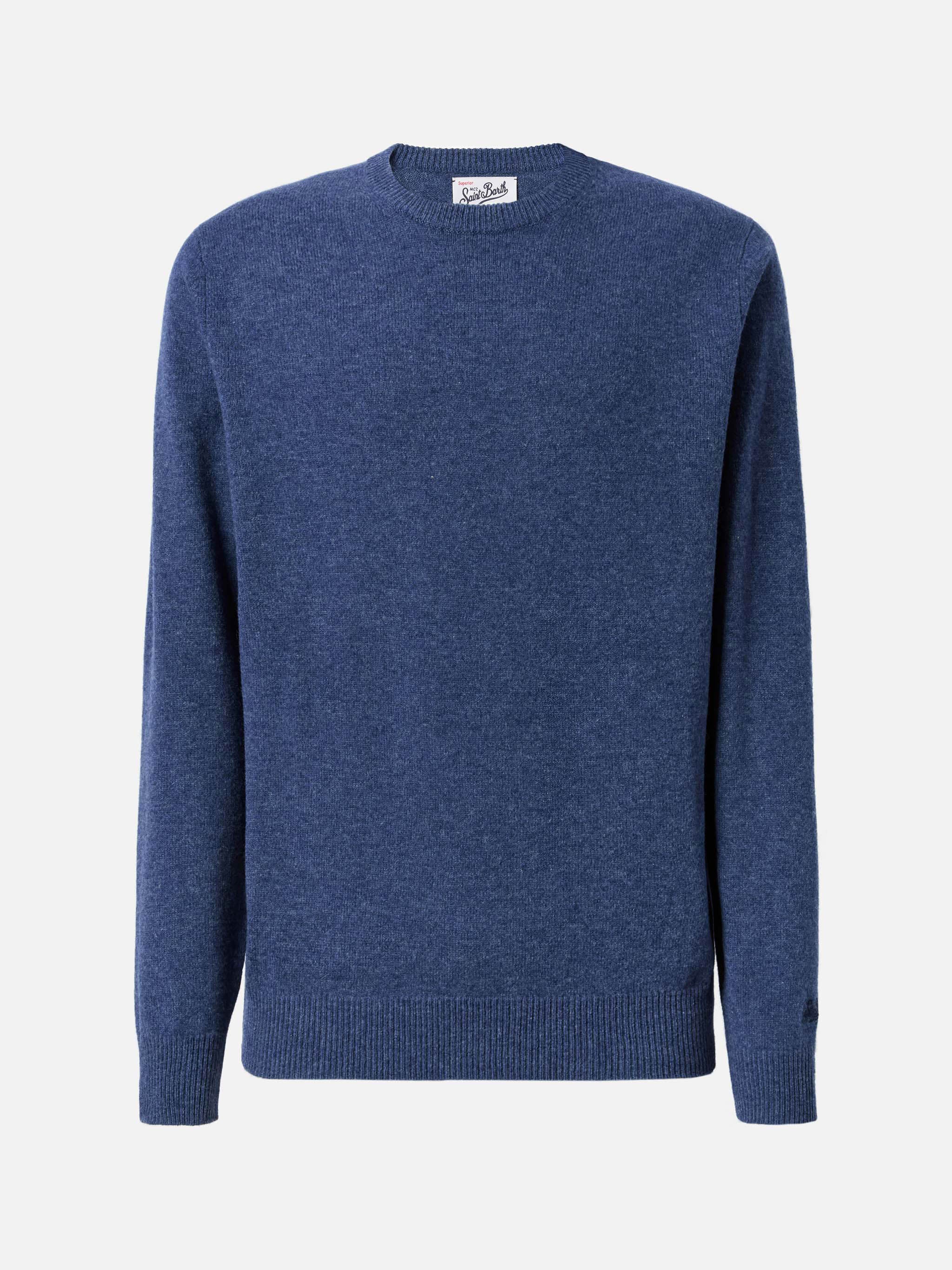 mc2-saint-barth-regent-maglione-100-lambswool-blu-denim-uomo image 5