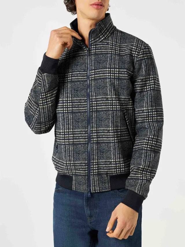 mc2-saint-barth-bomber-traveler-uomo-principe-di-galles-blu-con-zip image 1