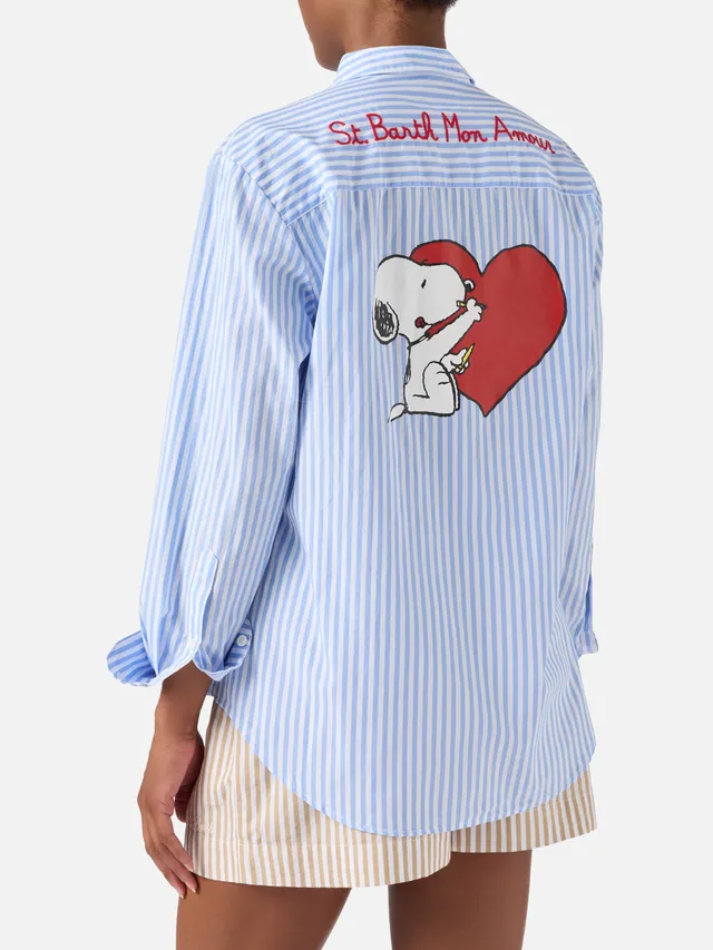 mc2-saint-barth-camicia-brigitte-a-righe-azzurre-con-stampa-snoopy-special-editi image 1