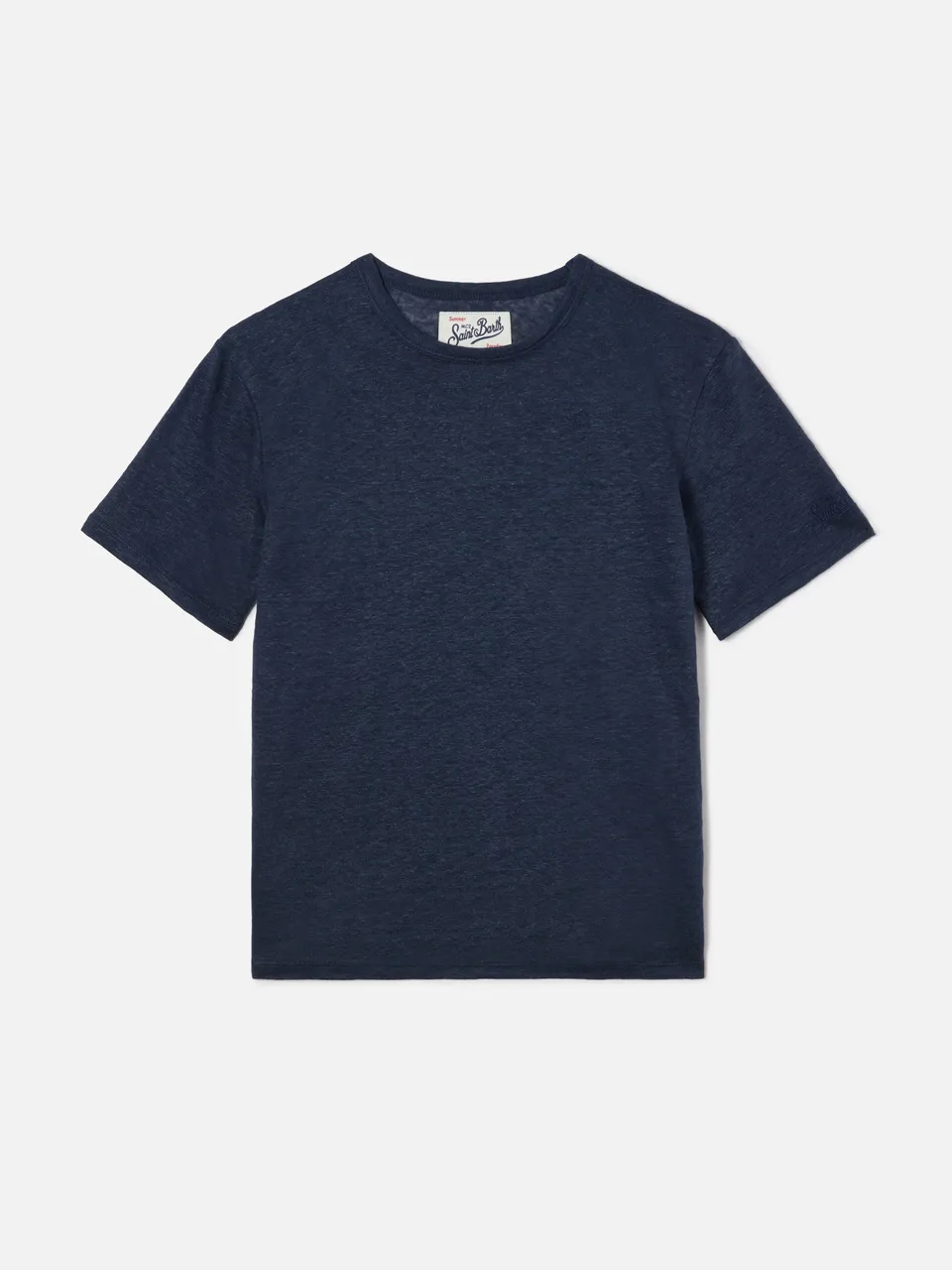 mc2-saint-barth-alex-t-shirt-bambino-puro-lino-blu-navy image 1