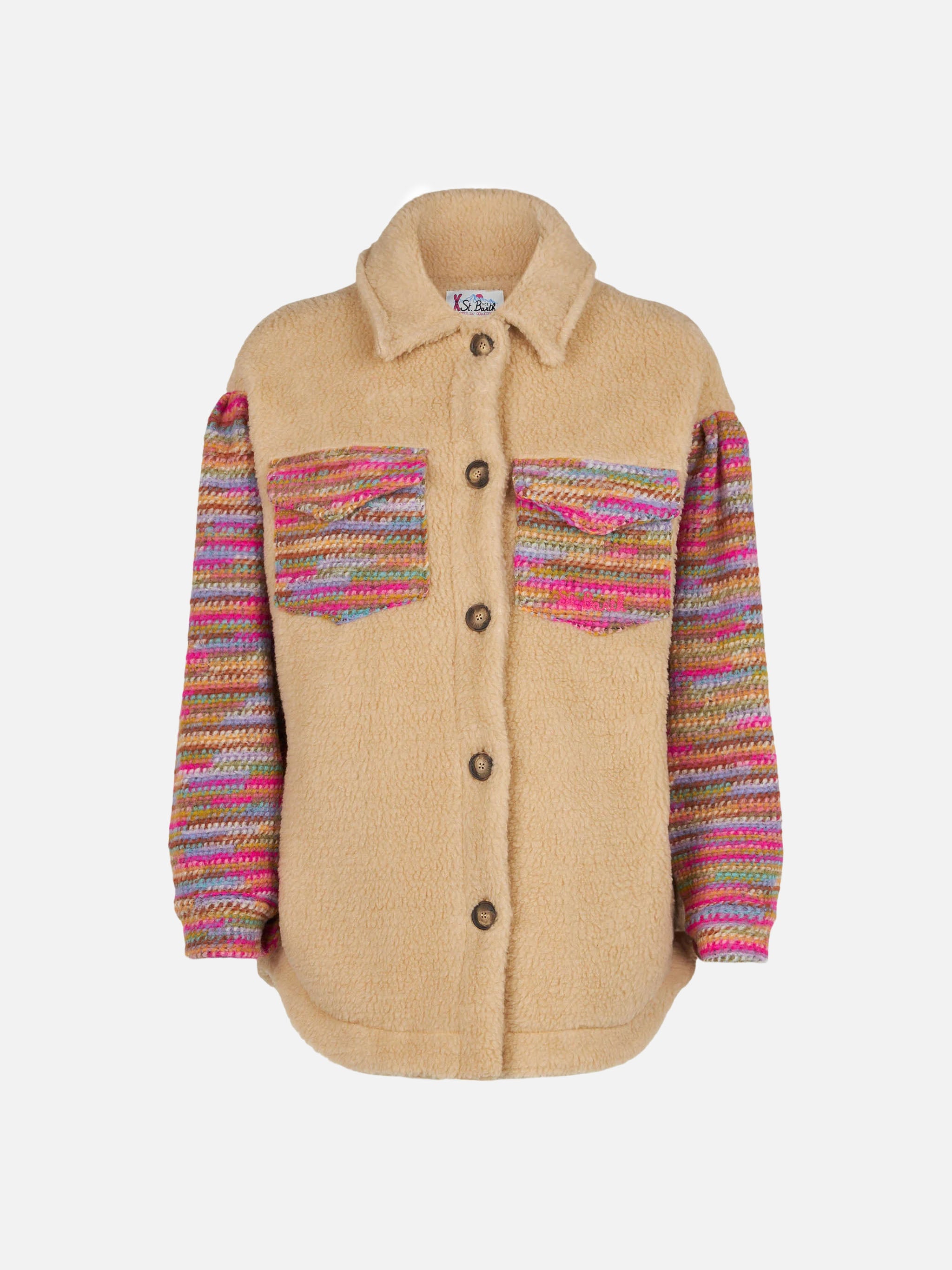 mc2-saint-barth-elys-giacca-effetto-sherpa-beige-dettagli-crochet image 4
