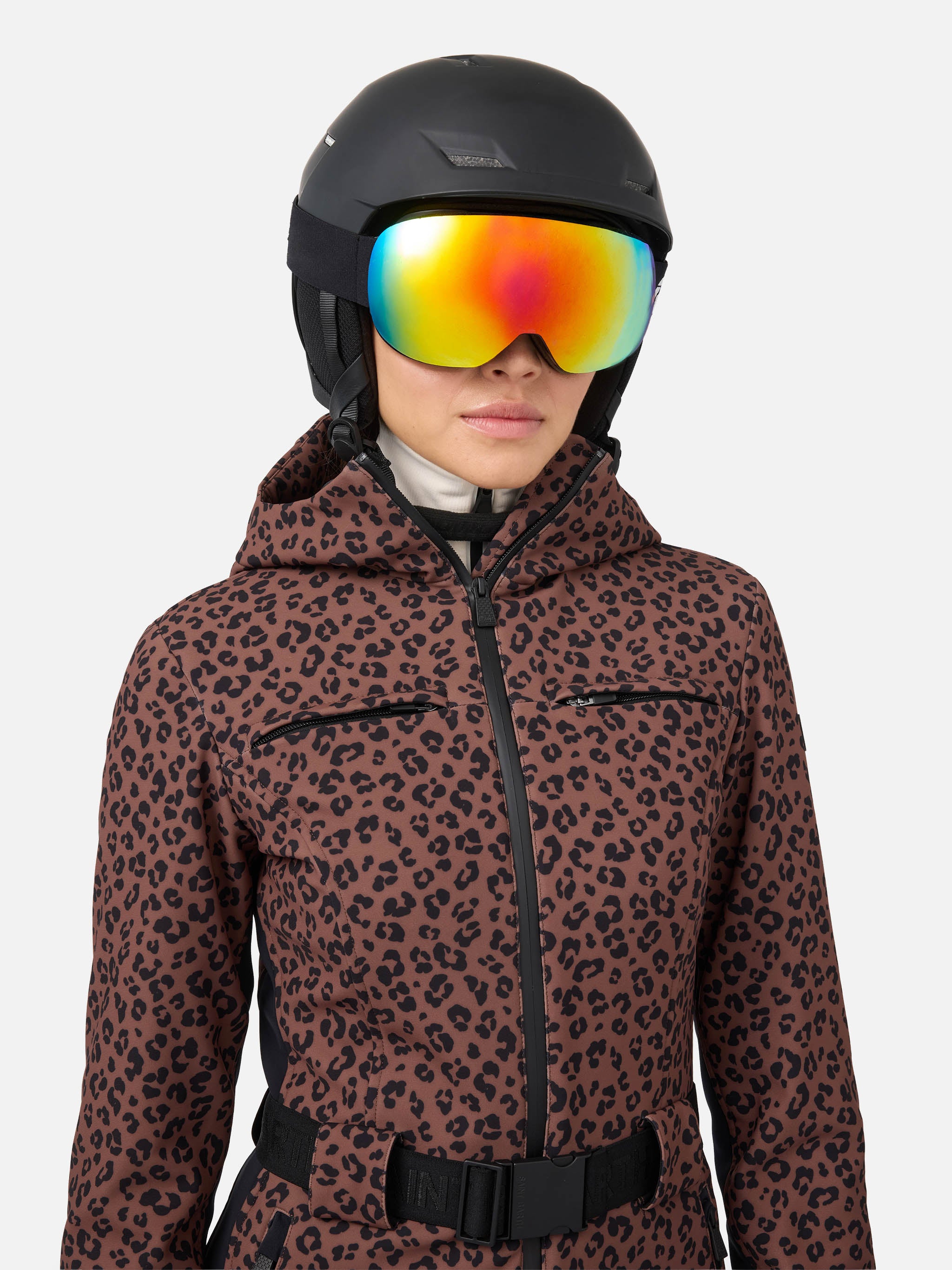 mc2-saint-barth-garmisch-tuta-da-sci-donna-animalier-marrone-con-recco image 7