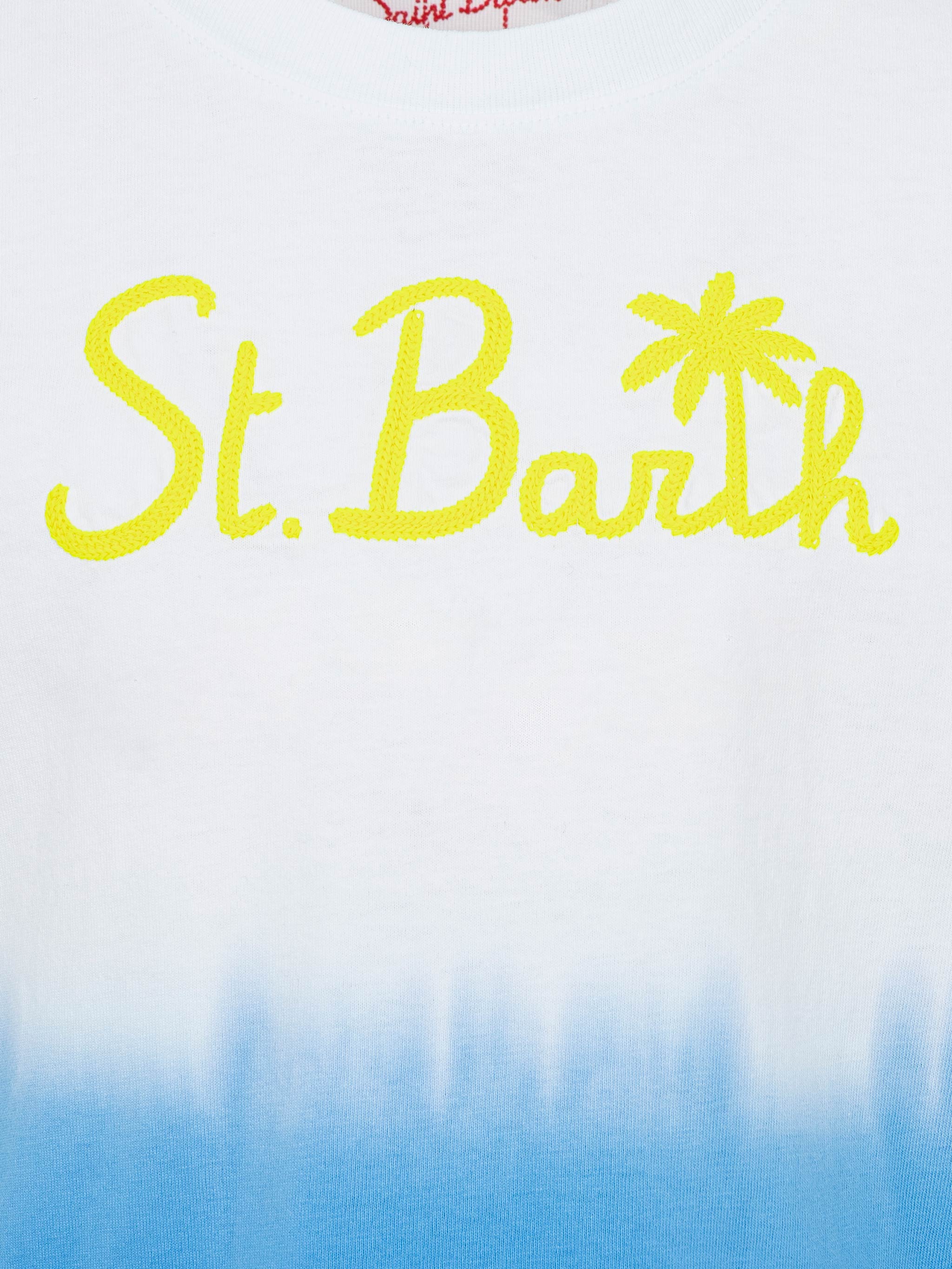 mc2-saint-barth-ecstasea-t-shirt-bambino-tie-dye-bianco-blu-ricamo-giallo-fluo image 3