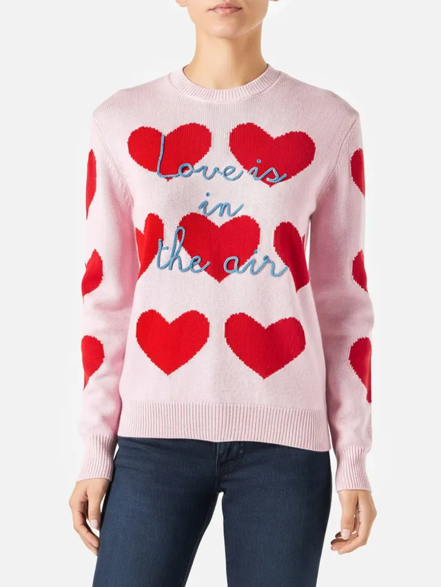 mc2-saint-barth-new-queen-maglia-donna-in-jacquard-rosa-con-cuori-e-ricamo image 1