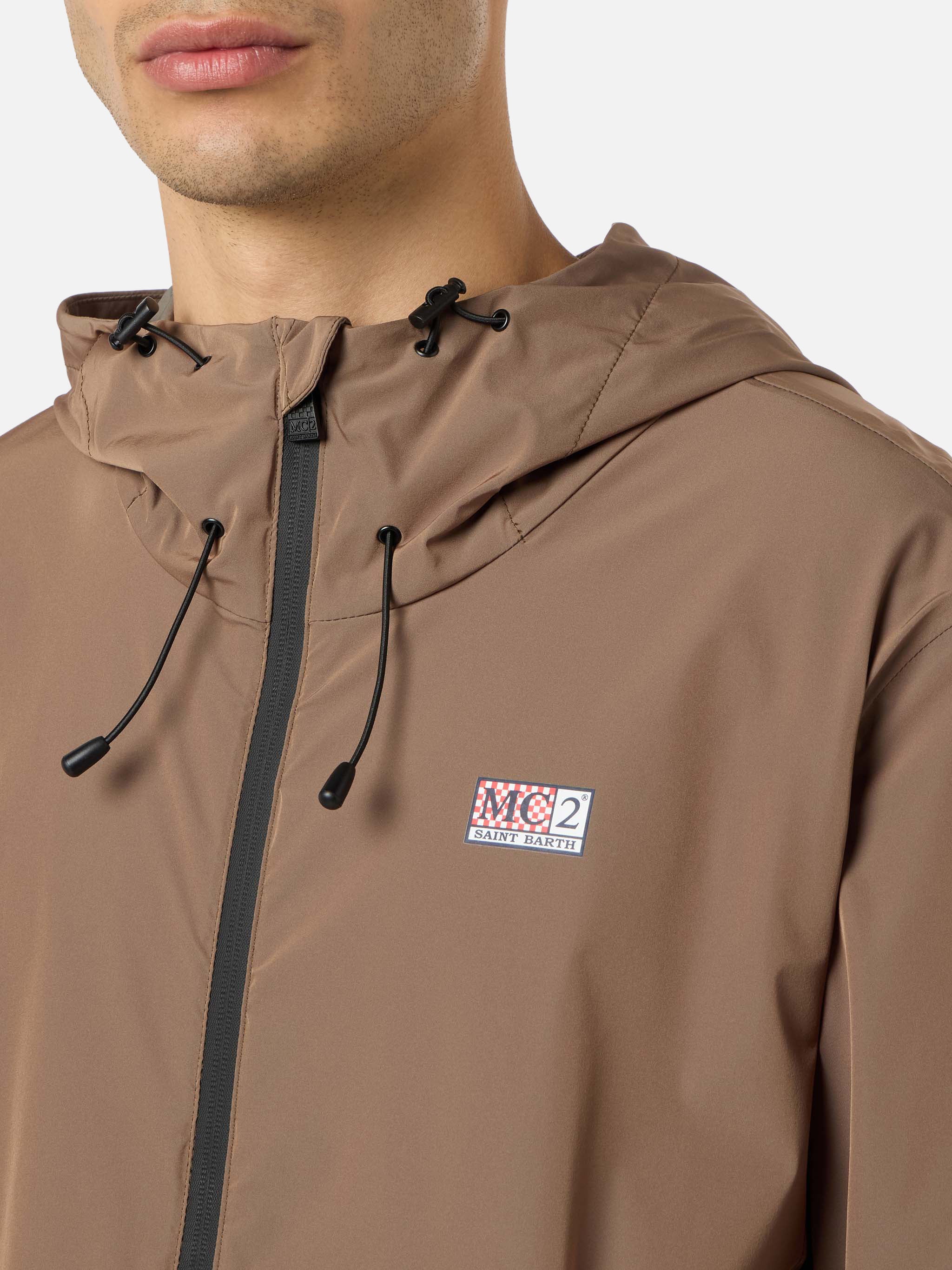 mc2-saint-barth-giacca-sloop-slo0002-tecnica-solaro-khaki-con-cappuccio image 2