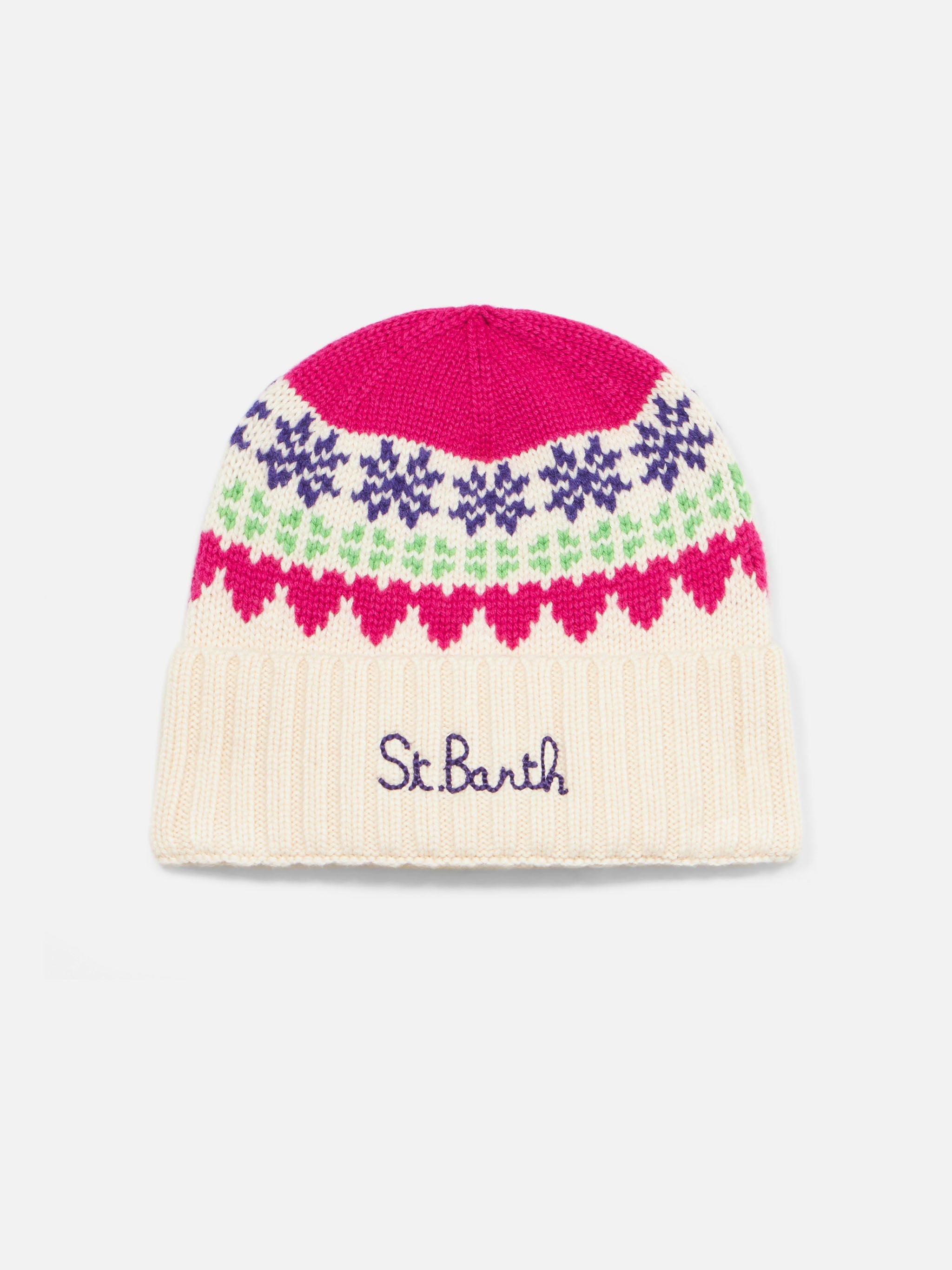 mc2-saint-barth-wengen-cappello-in-maglia-bianco-con-motivo-jacquard-cuori image 1
