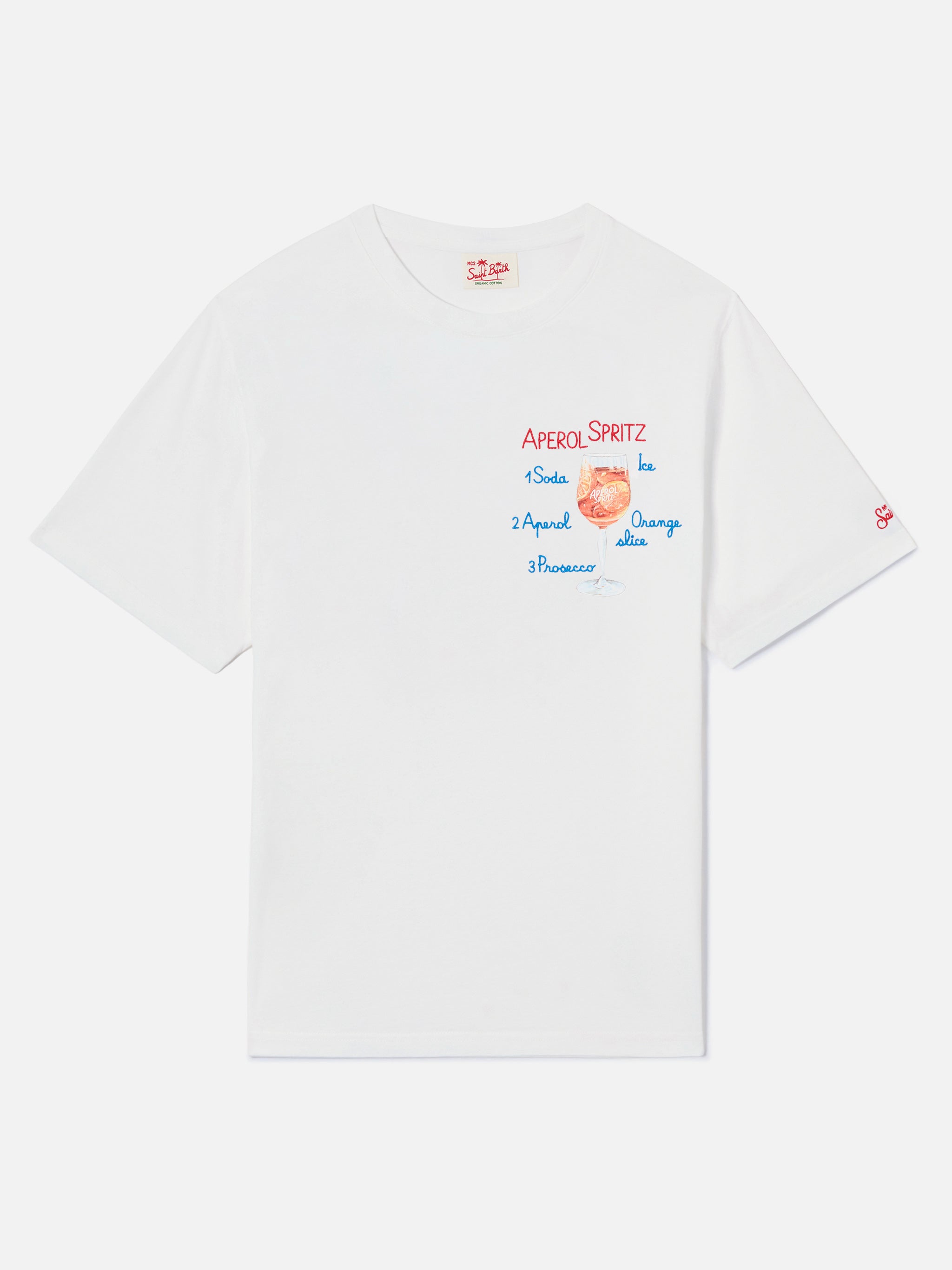 mc2-saint-barth-t-shirt-uomo-cotone-bianca-special-edition-aperol-spritz image 5