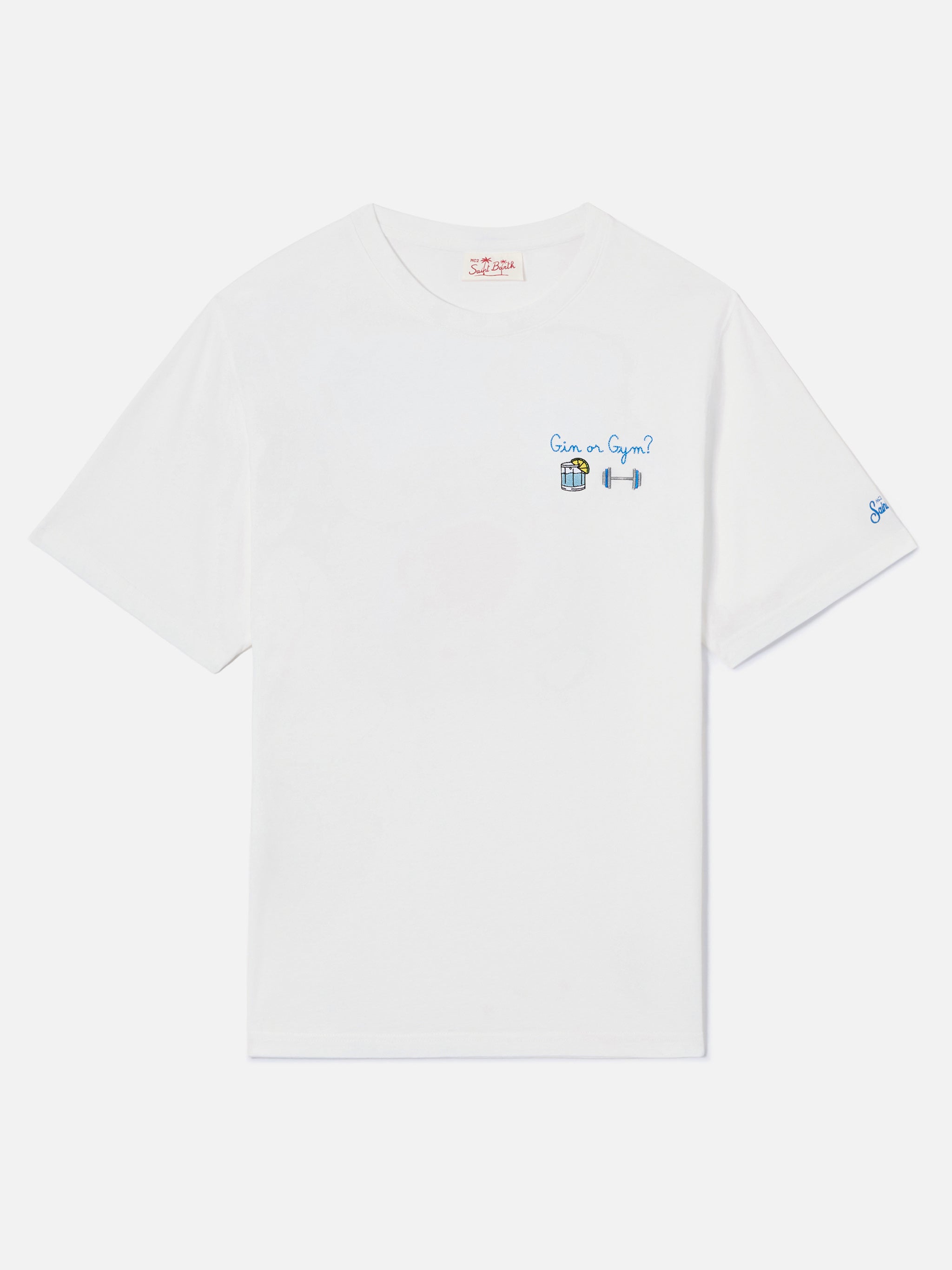 mc2-saint-barth-portofino-t-shirt-bianca-con-ricamo-gin-or-gym image 2