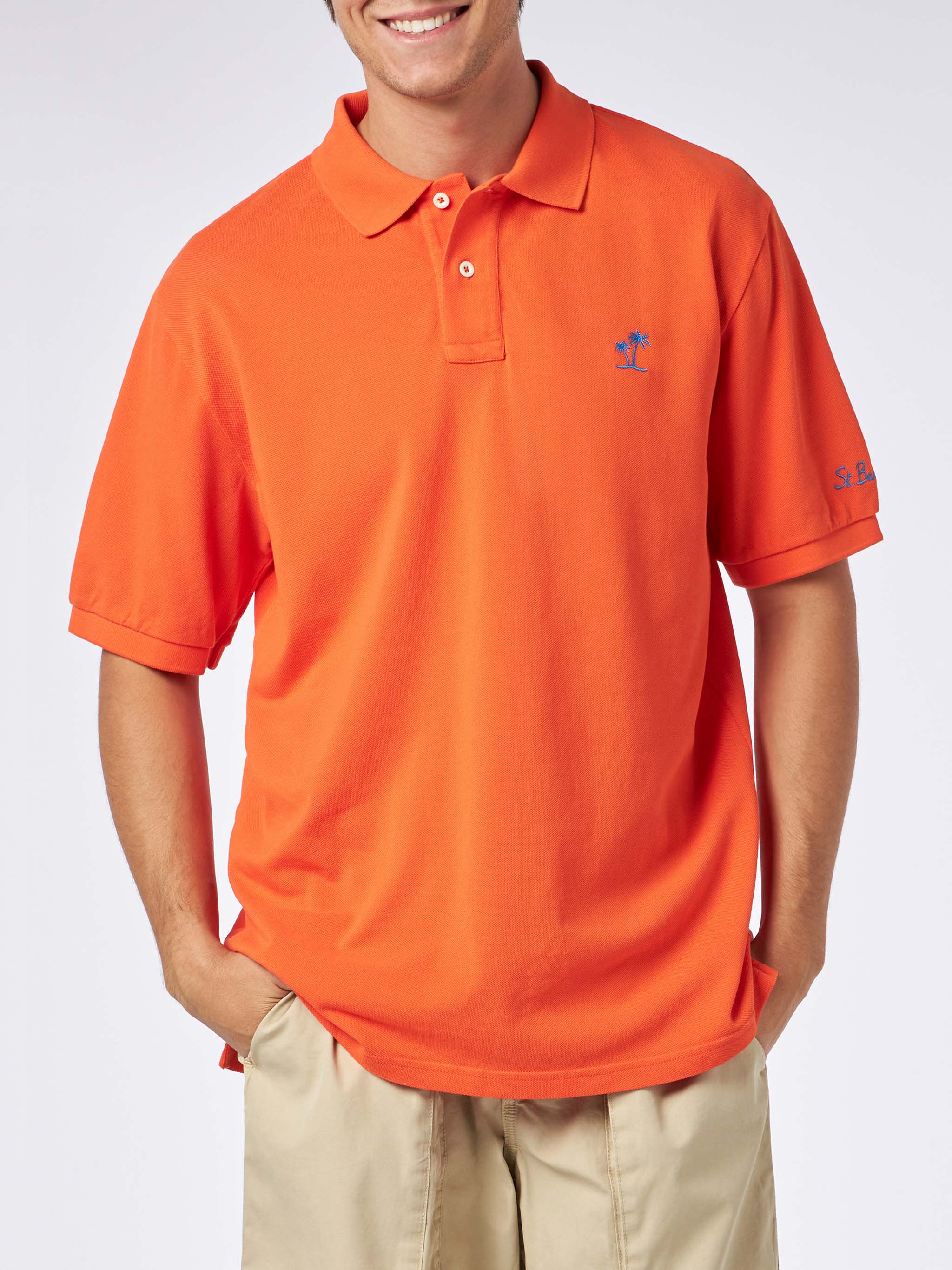 mc2-saint-barth-polo-beverly-hills-vintage-in-cotone-piquet-arancione-maniche-co image 1