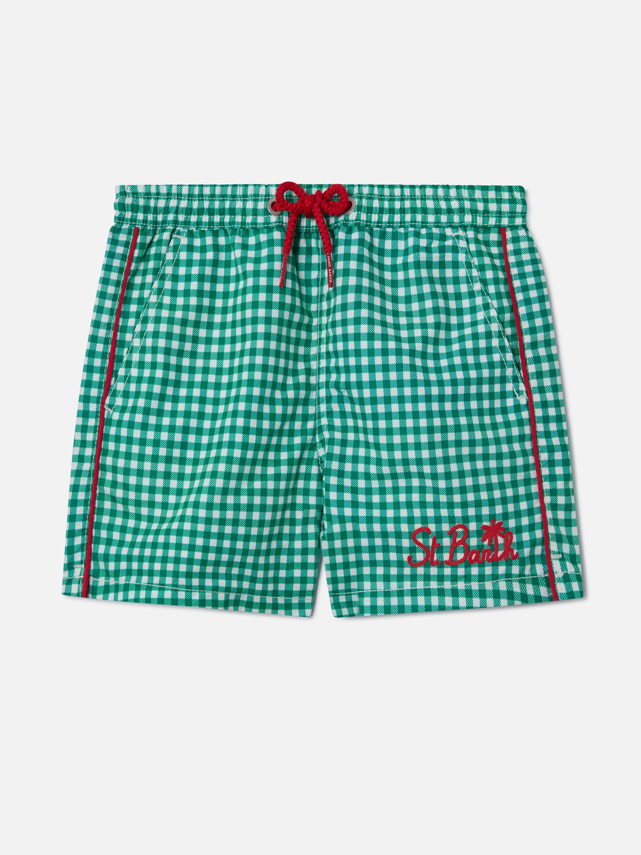 mc2-saint-barth-costume-da-bagno-bambino-stampa-vichy-verde-bianco-con-bordino-a image 1