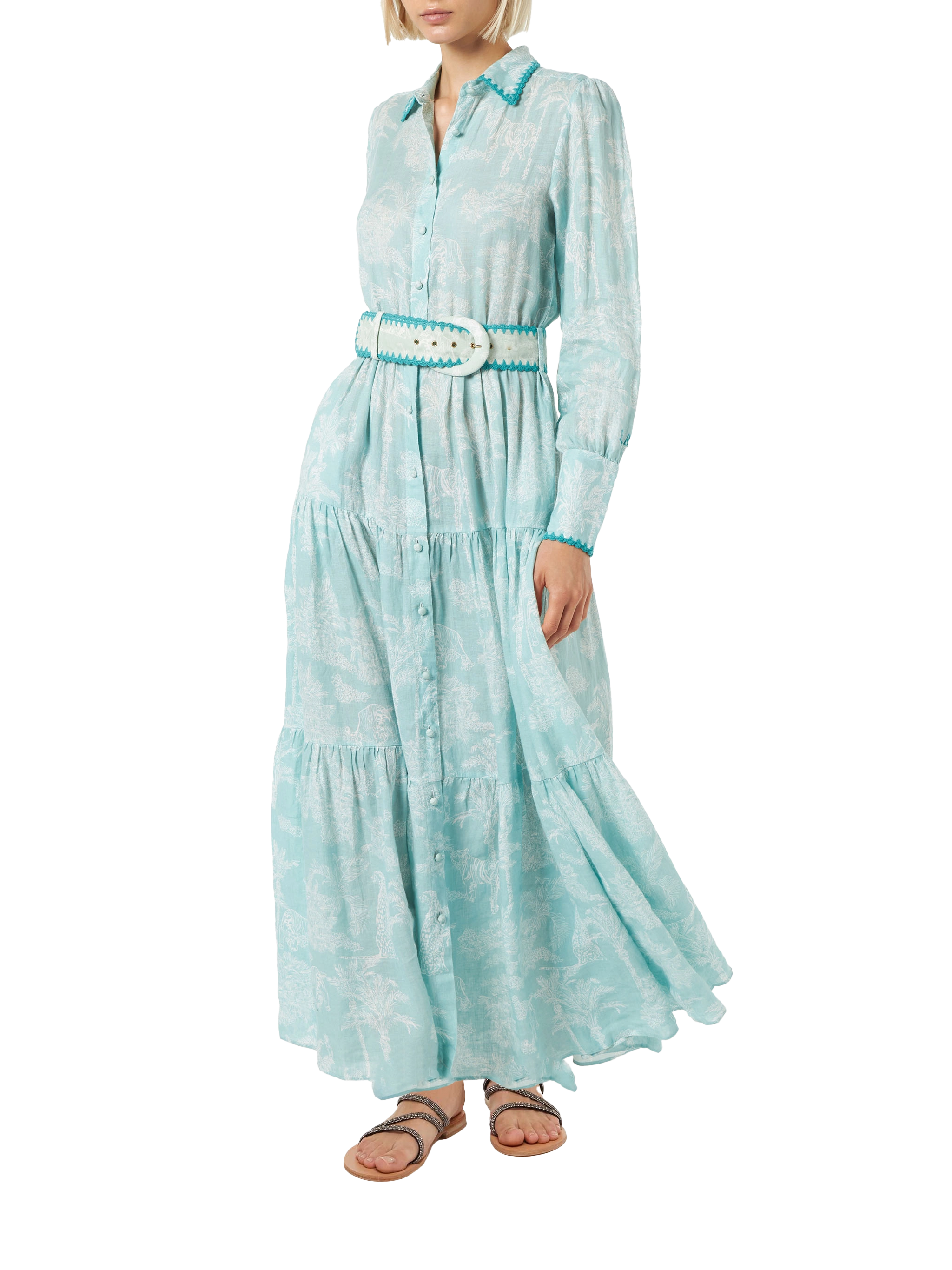 mc2-saint-barth-marbella-abito-lungo-donna-verde-in-lino-fantasia-jungle image 1