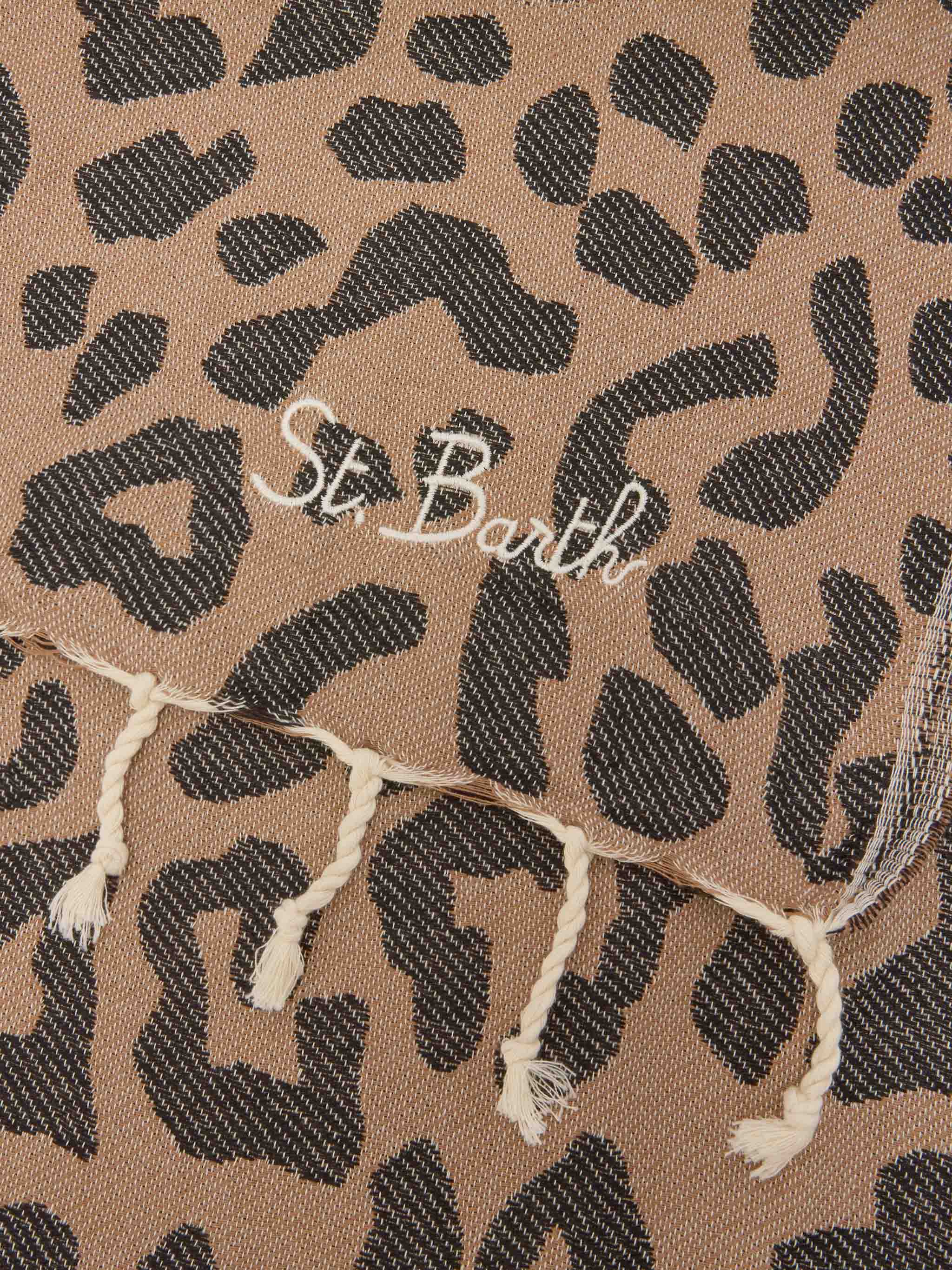 mc2-saint-barth-foutas-telo-mare-cotone-jacquard-leopardato-beige-nero image 2