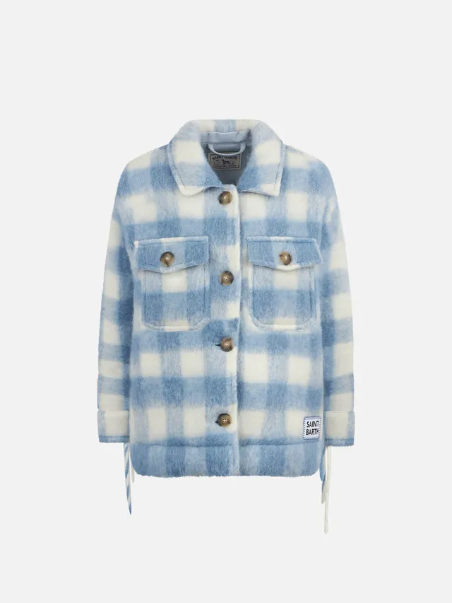 mc2-saint-barth-giacca-overshirt-bambina-quadri-con-frange image 1