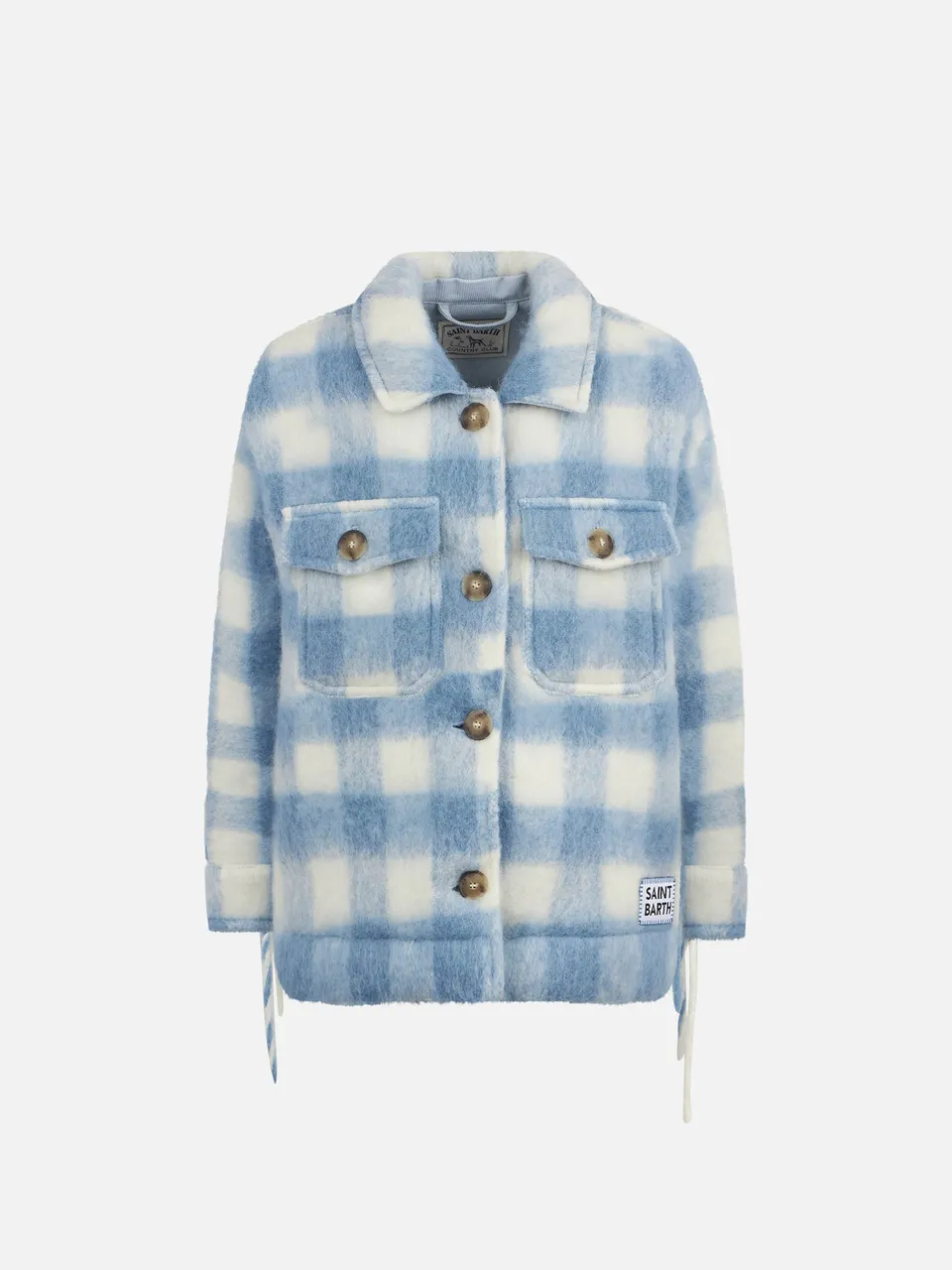 mc2-saint-barth-giacca-overshirt-bambina-quadri-con-frange image 1