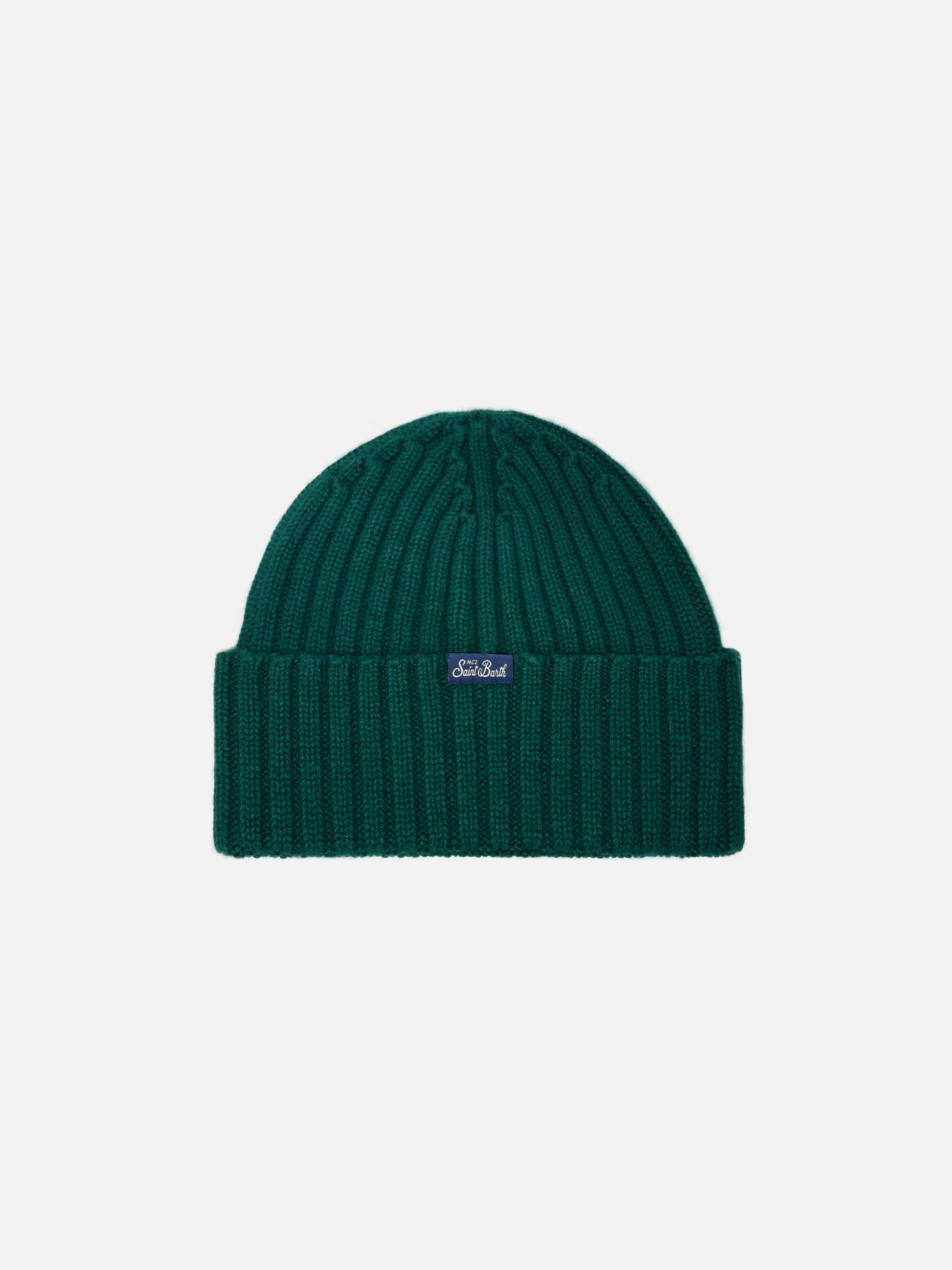 mc2-saint-barth-berretto-wengen-in-misto-cashmere-verde-inglese-con-ricamo-gin-t image 3
