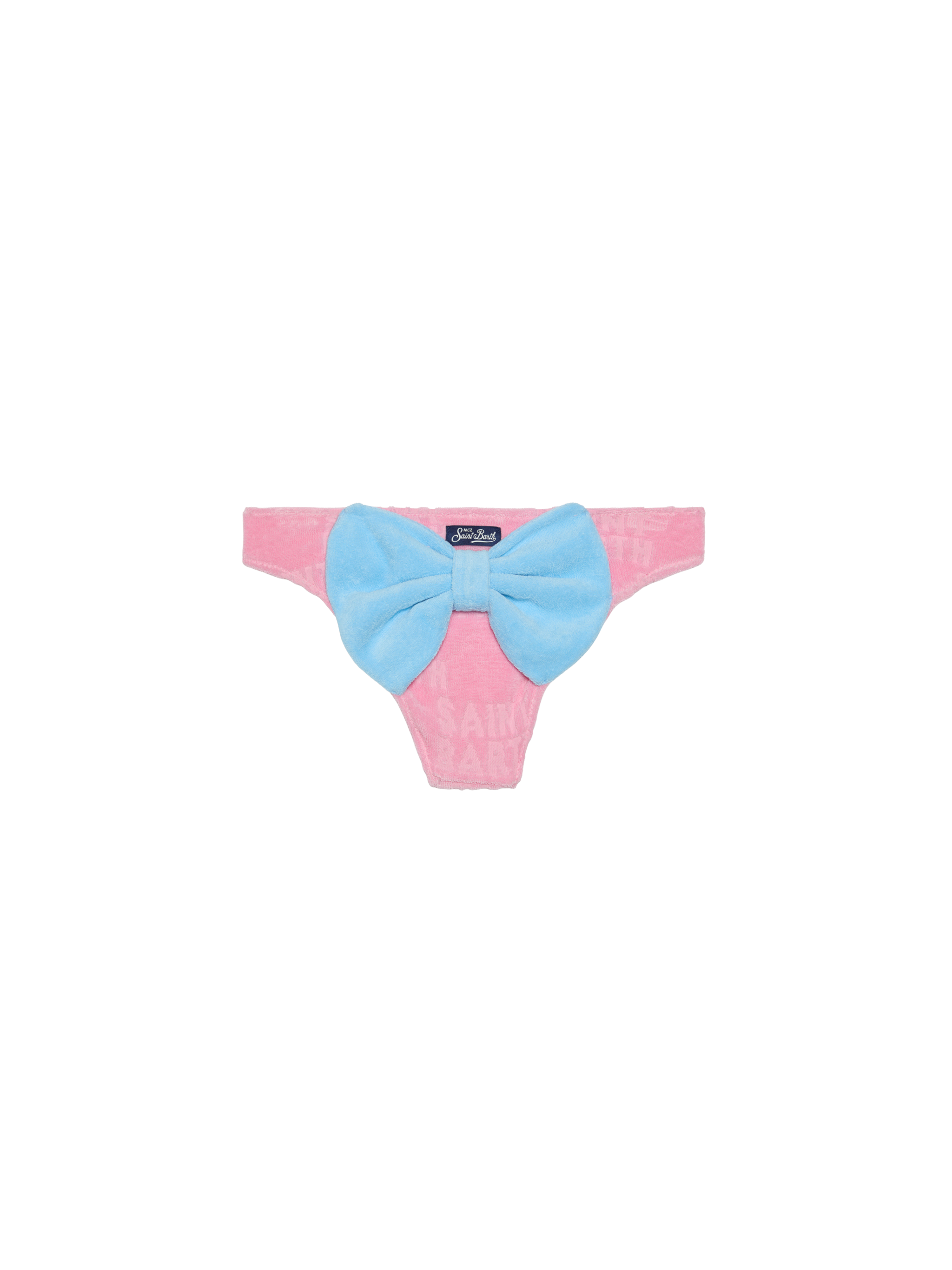 mc2-saint-barth-slip-da-bagno-bambina-spugna-rosa-con-fiocco image 1