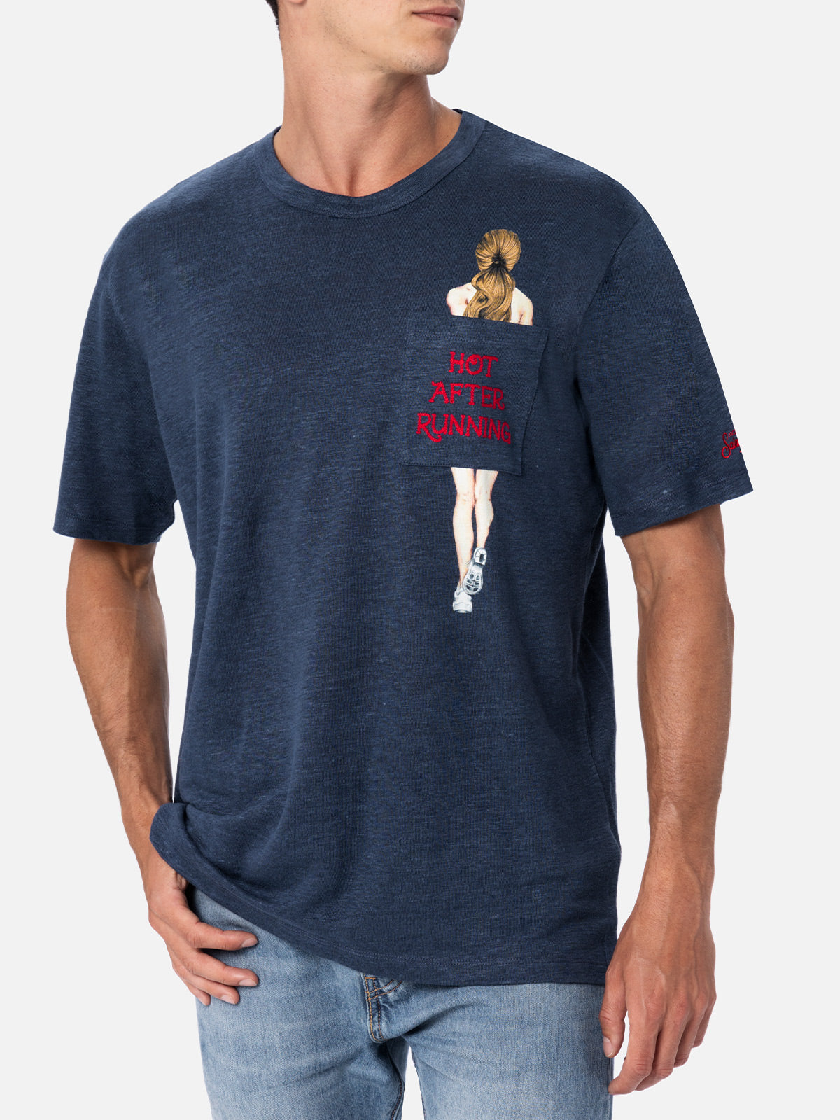 mc2-saint-barth-t-shirt-uomo-ecstasea-in-lino-jersey-blu-con-stampa-e-ricamo image 2