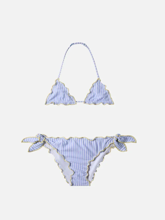 mc2-saint-barth-bikini-cris-bambina-a-triangolo-in-seersucker-azzurro-e-giallo-a image 1
