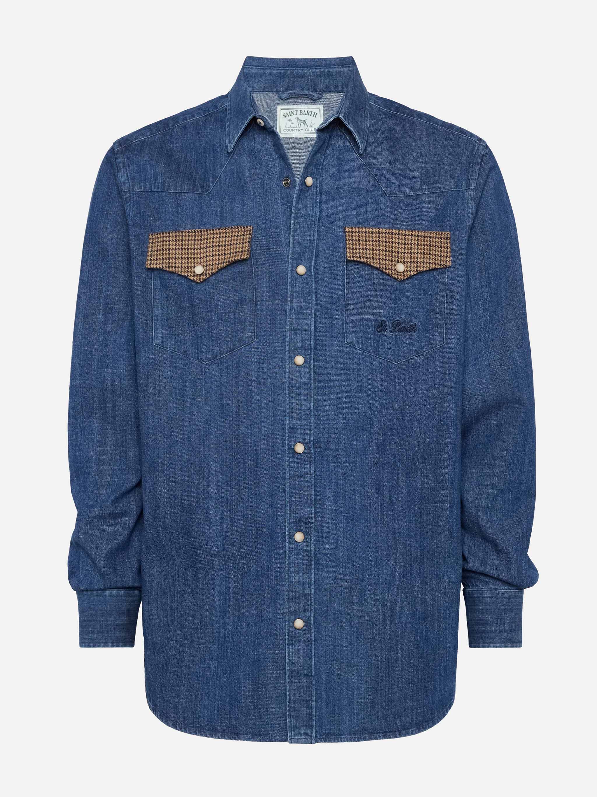 camicia-mc2-saint-barth-greg-in-denim-con-toppe-pied-de-poul-cotone-blu image 4