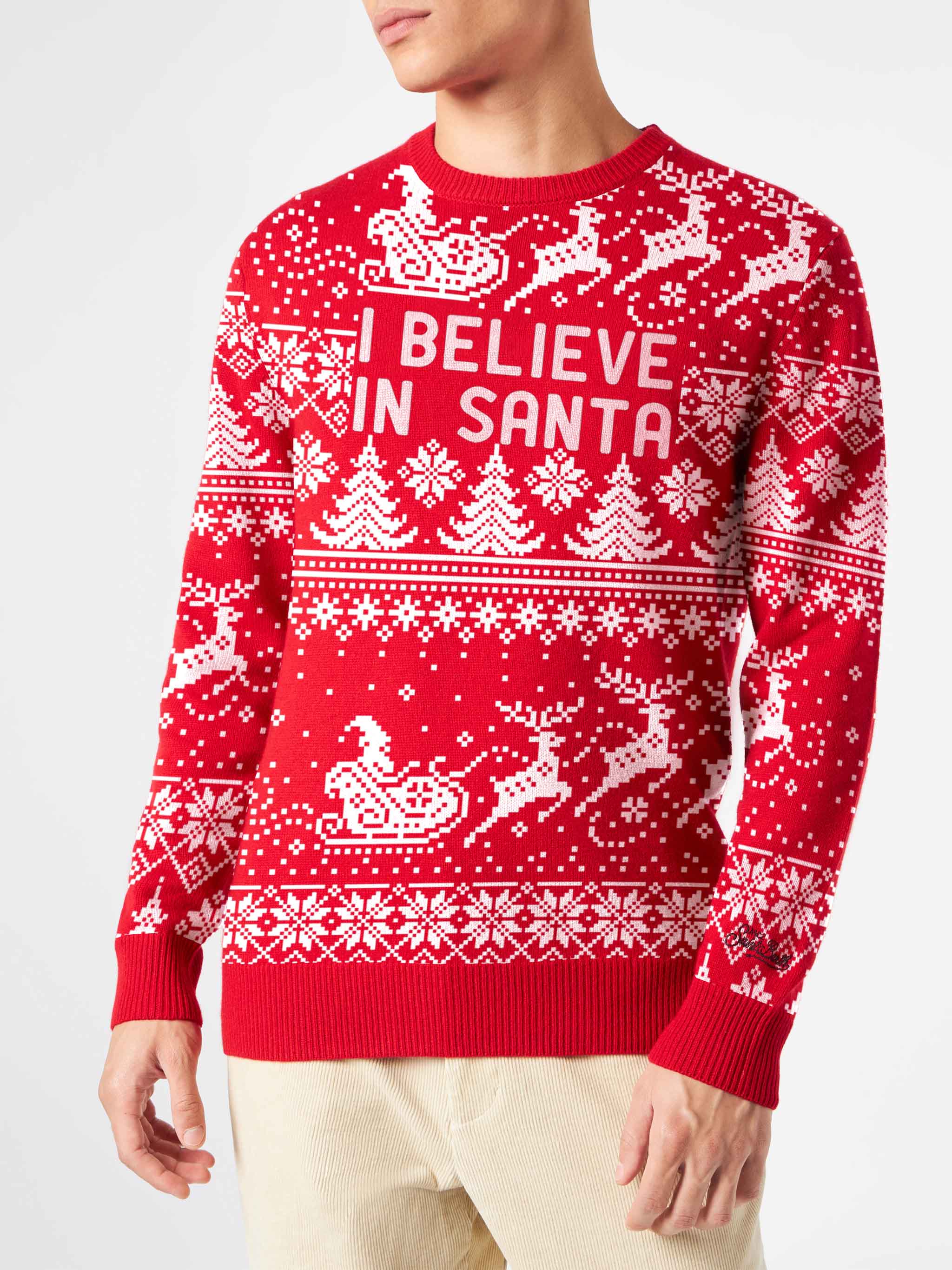 mc2-saint-barth-maglia-heron-uomo-in-misto-cashmere-rossa-i-believe-in-santa image 1